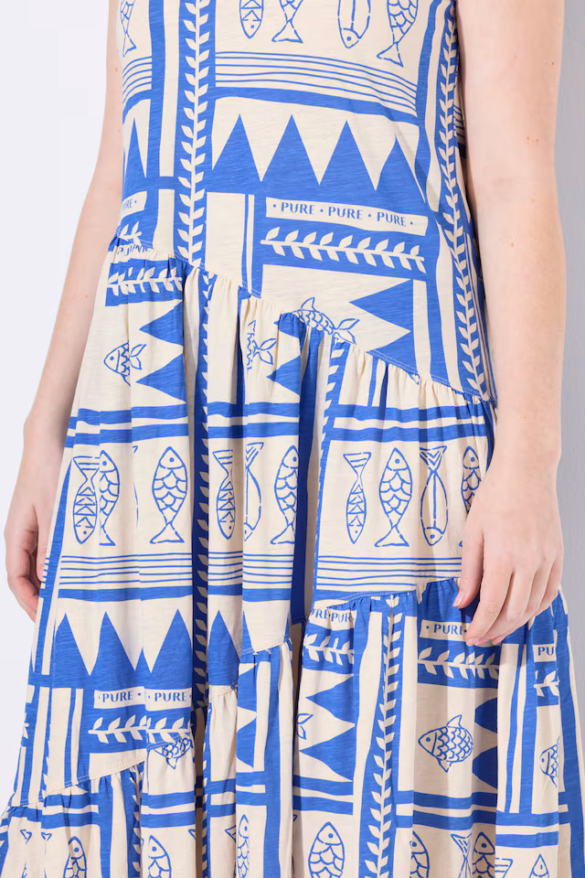 Eco Cotton Geometric Fish Print Dress