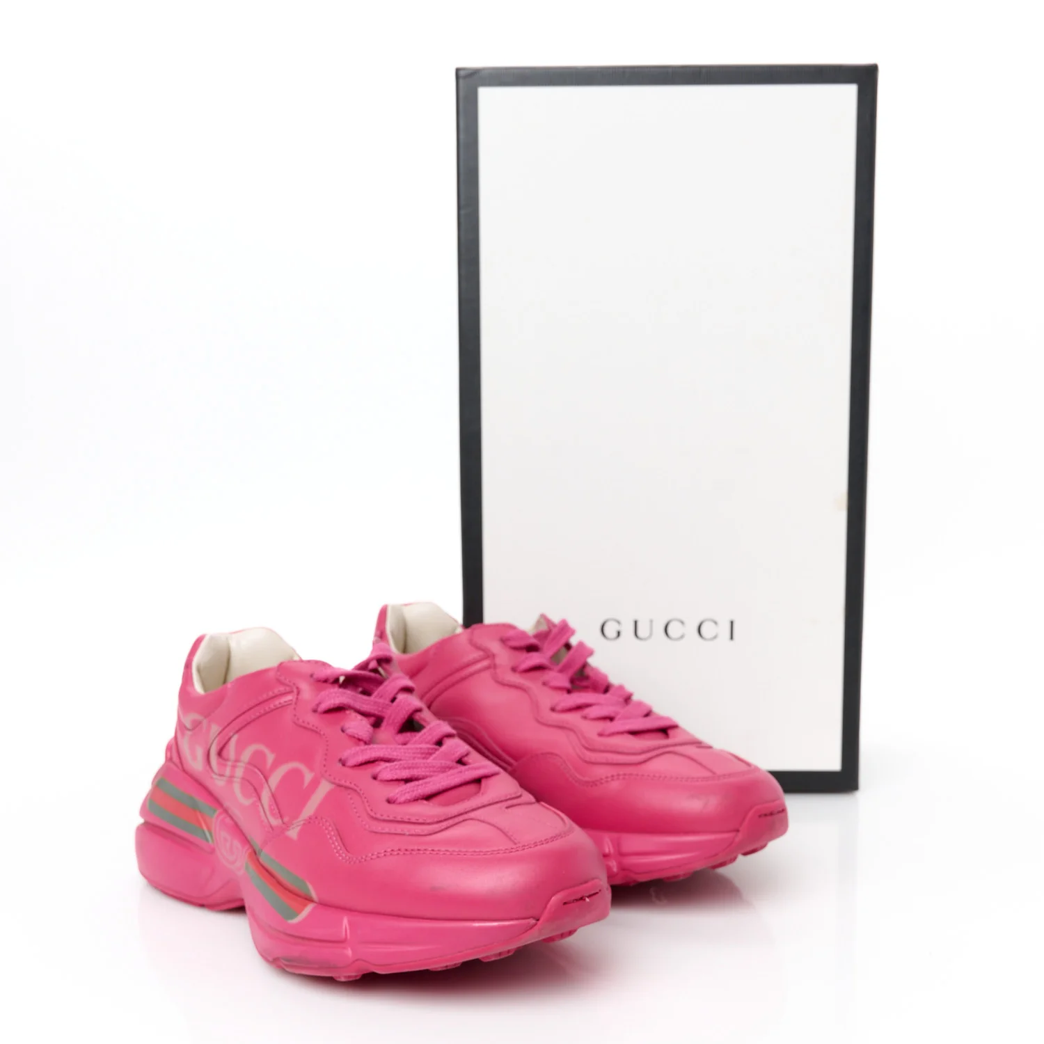 Calfskin Logo Womens Rhyton Sneakers 35 Box Pink