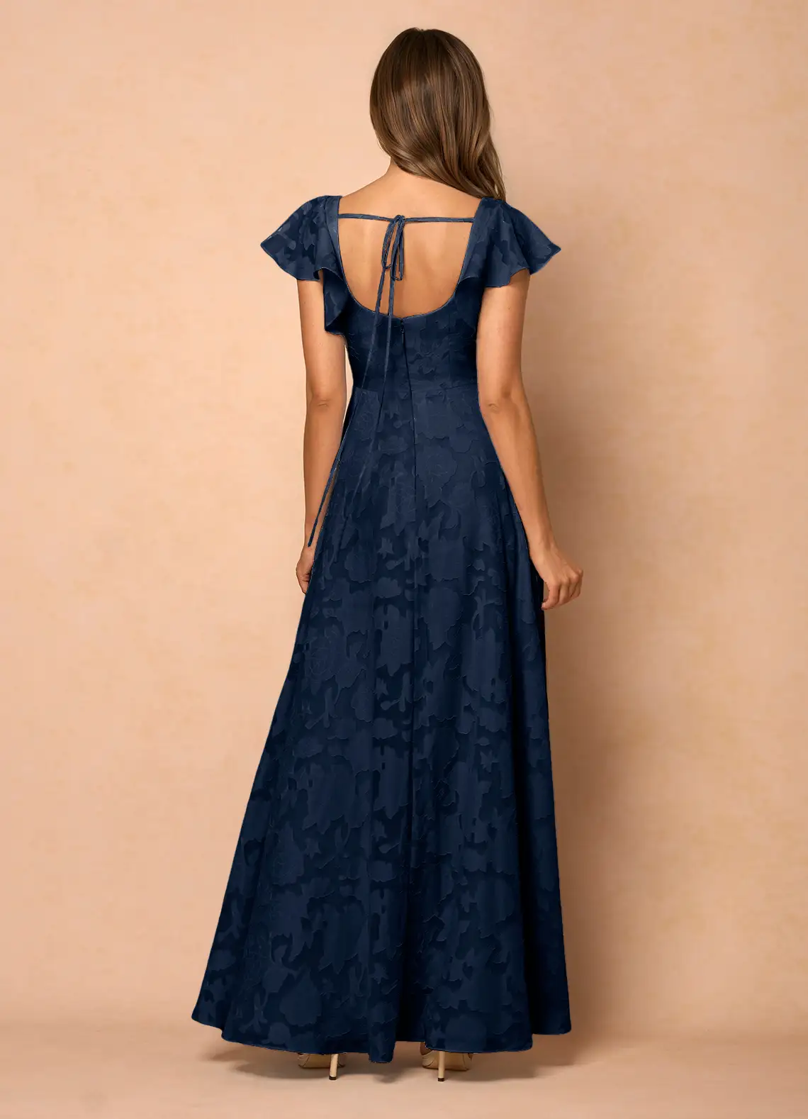 Anna Navy Ruffled Maxi Dress