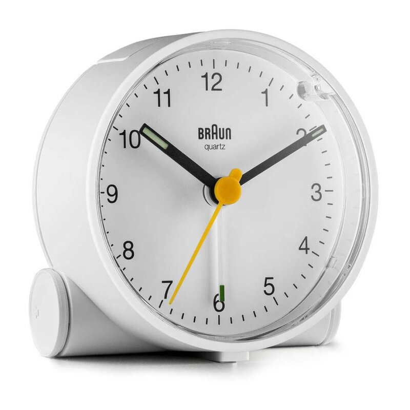Vekkerklokke analog 6,9 cm hvit