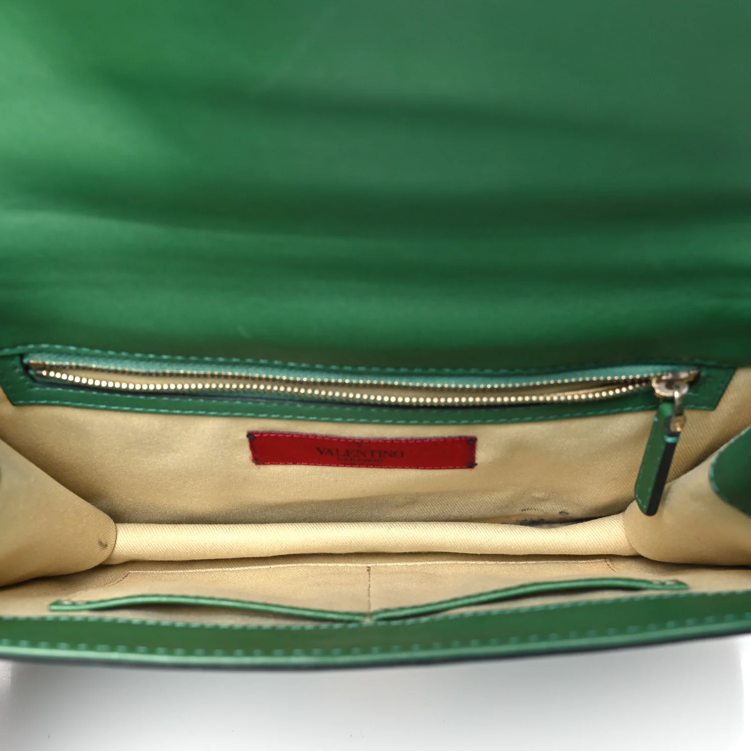 Vitello Medium Glam Lock Rockstud Flap Pop Green