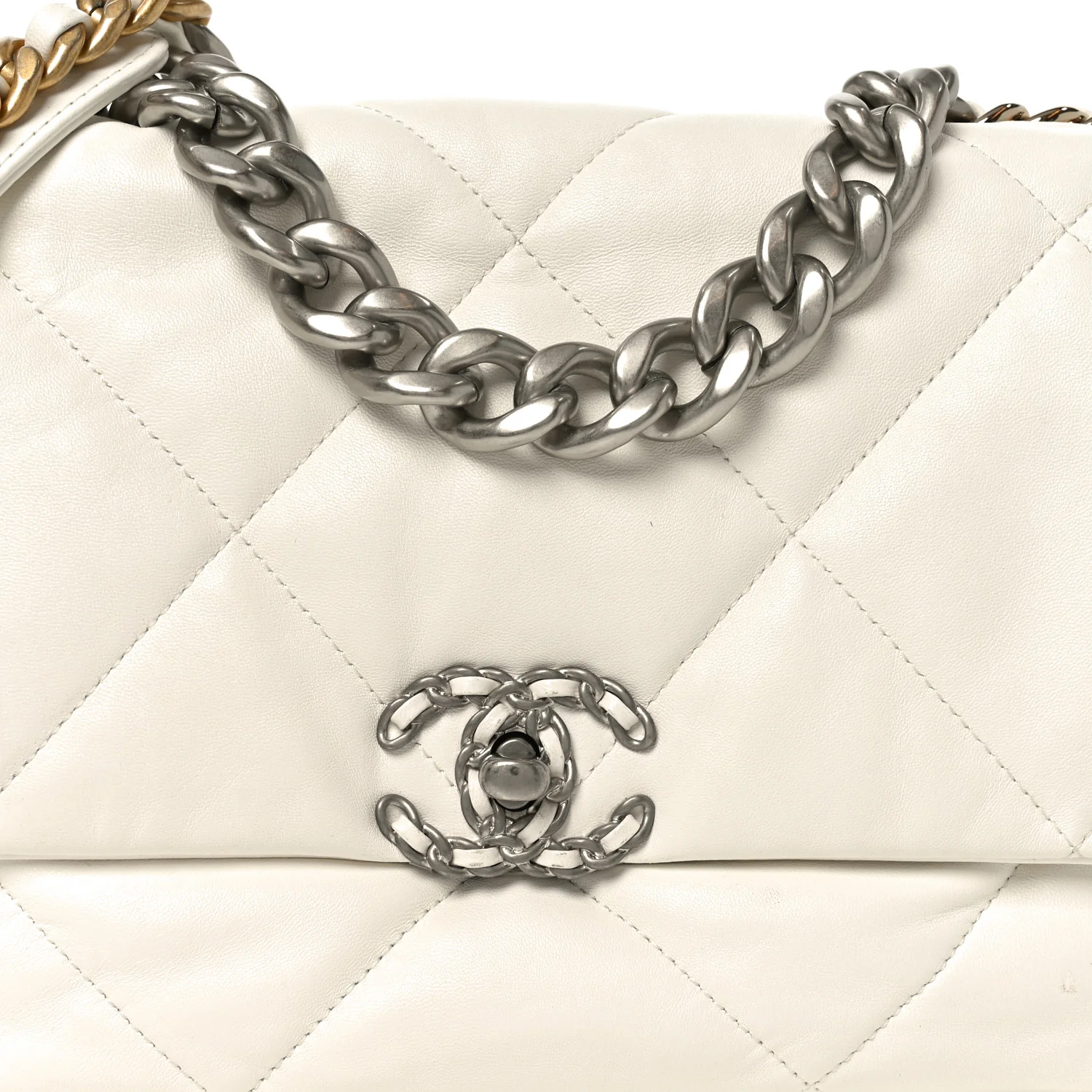 Quilted Large Chanel 19 Flap White