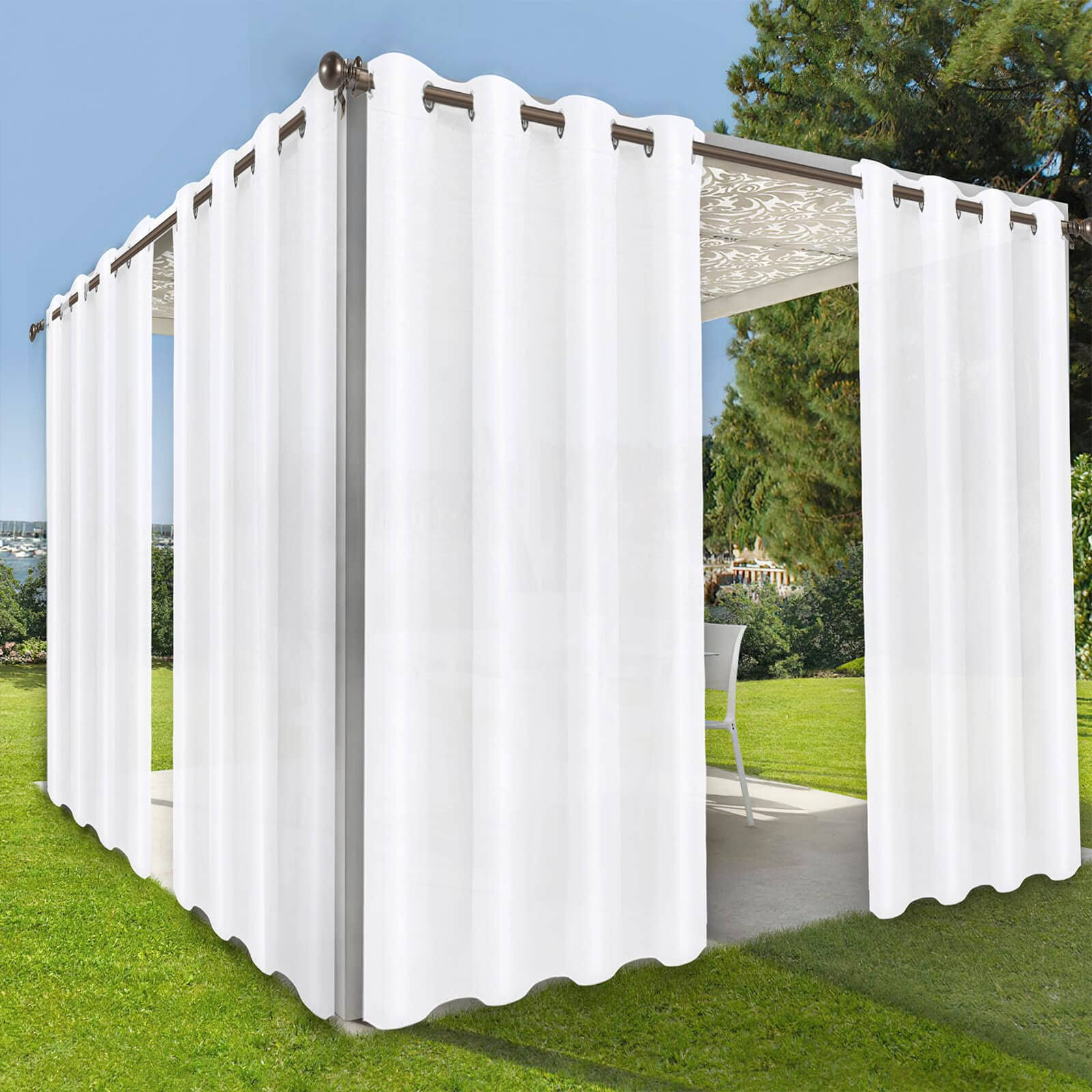 OutdoorLines Waterproof Indoor Outdoor Curtains for Patio-Privacy Sun Blocking Grommet Curtain Panel Weatherproof, UV Resistant