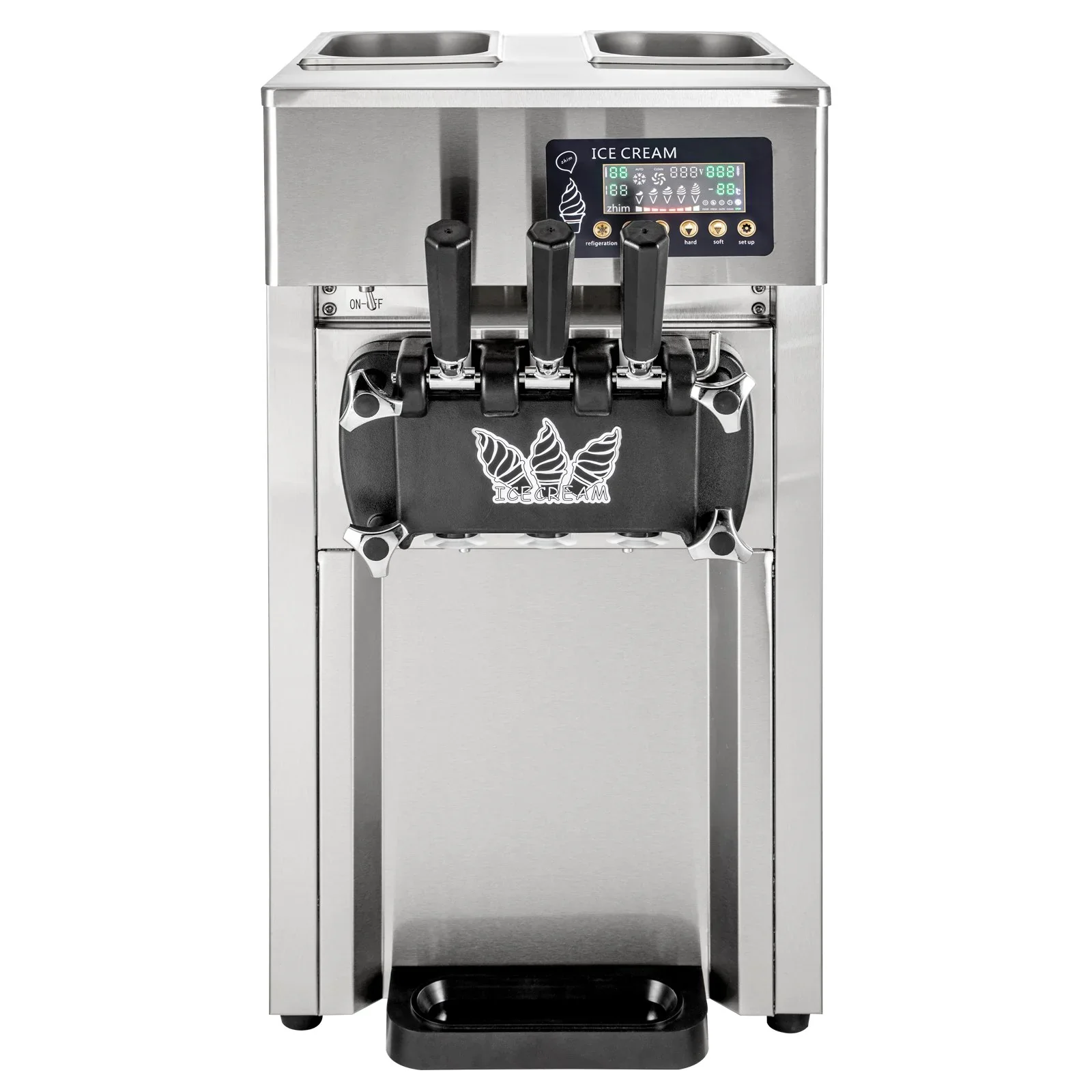 SIHAO 1200W Commercial Ice Cream Machine Countertop 18L/H Soft Serve Ice Cream Maker with LED Display