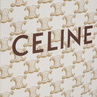 MINI VERTICAL CABAS IN TRIOMPHE CANVAS AND CALFSKIN WITH CE PRINT WHITE