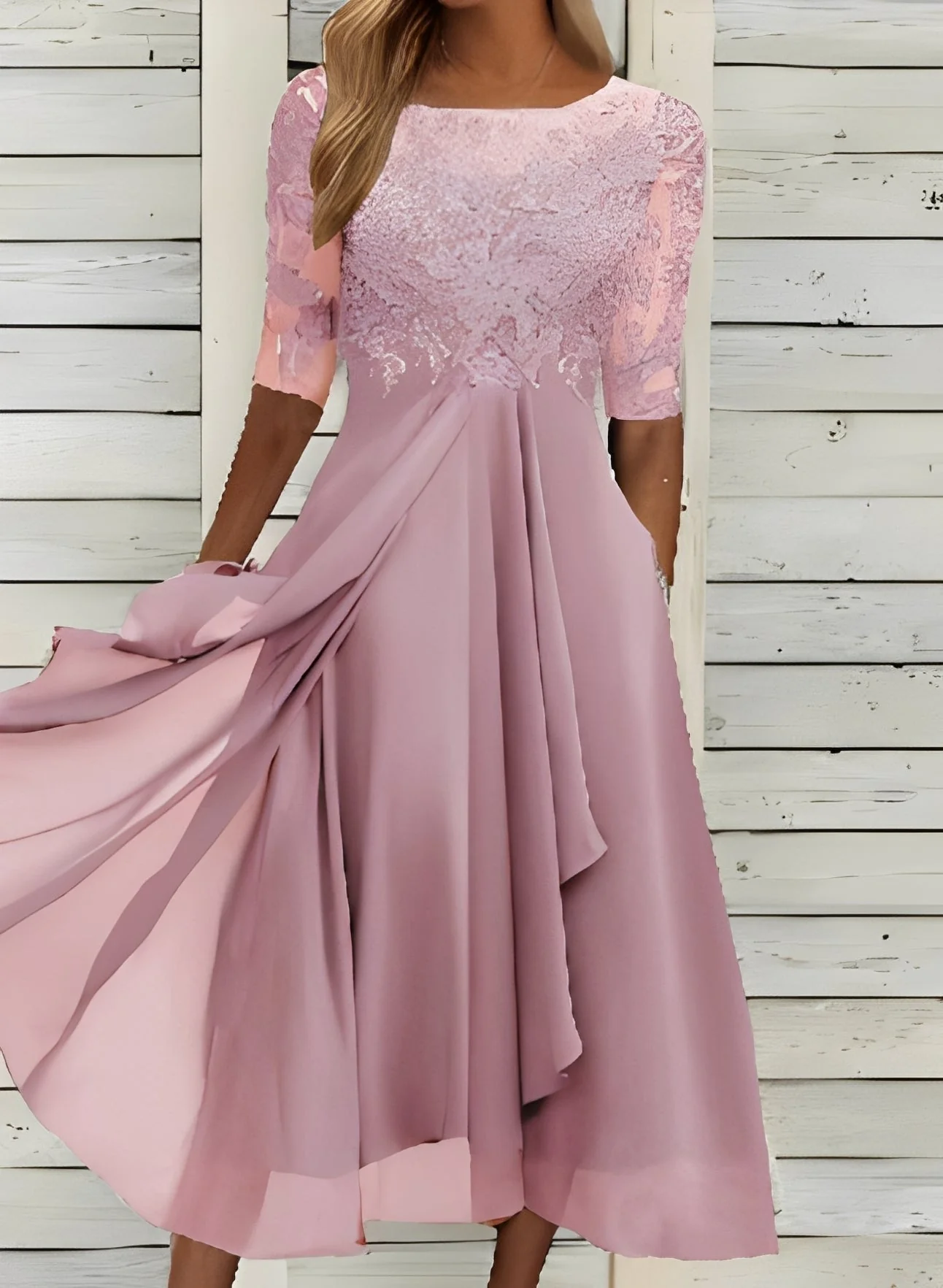 Lena – Robe midi pour femmes – Confortable et élégante