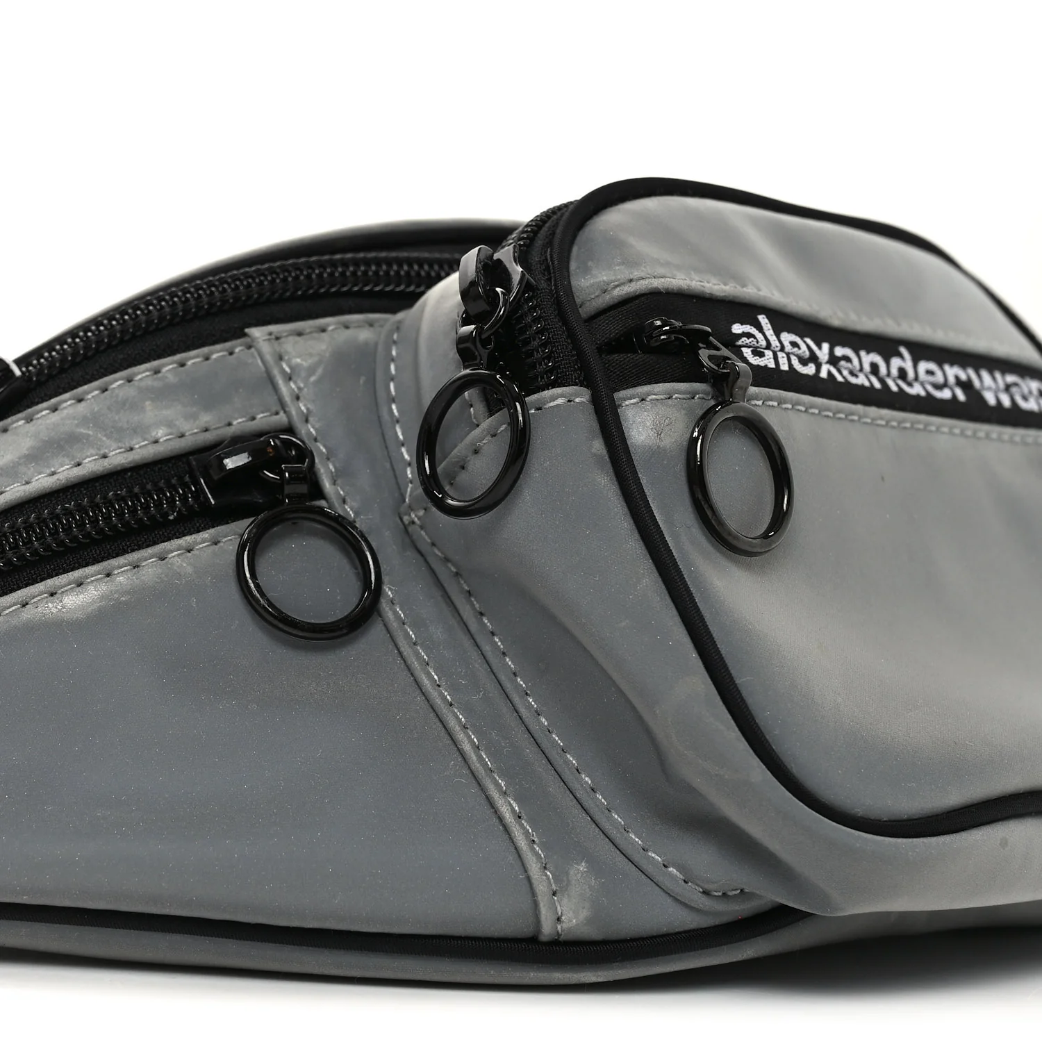 Nylon Logo Printed Attica Belt Bag Reflective Silver