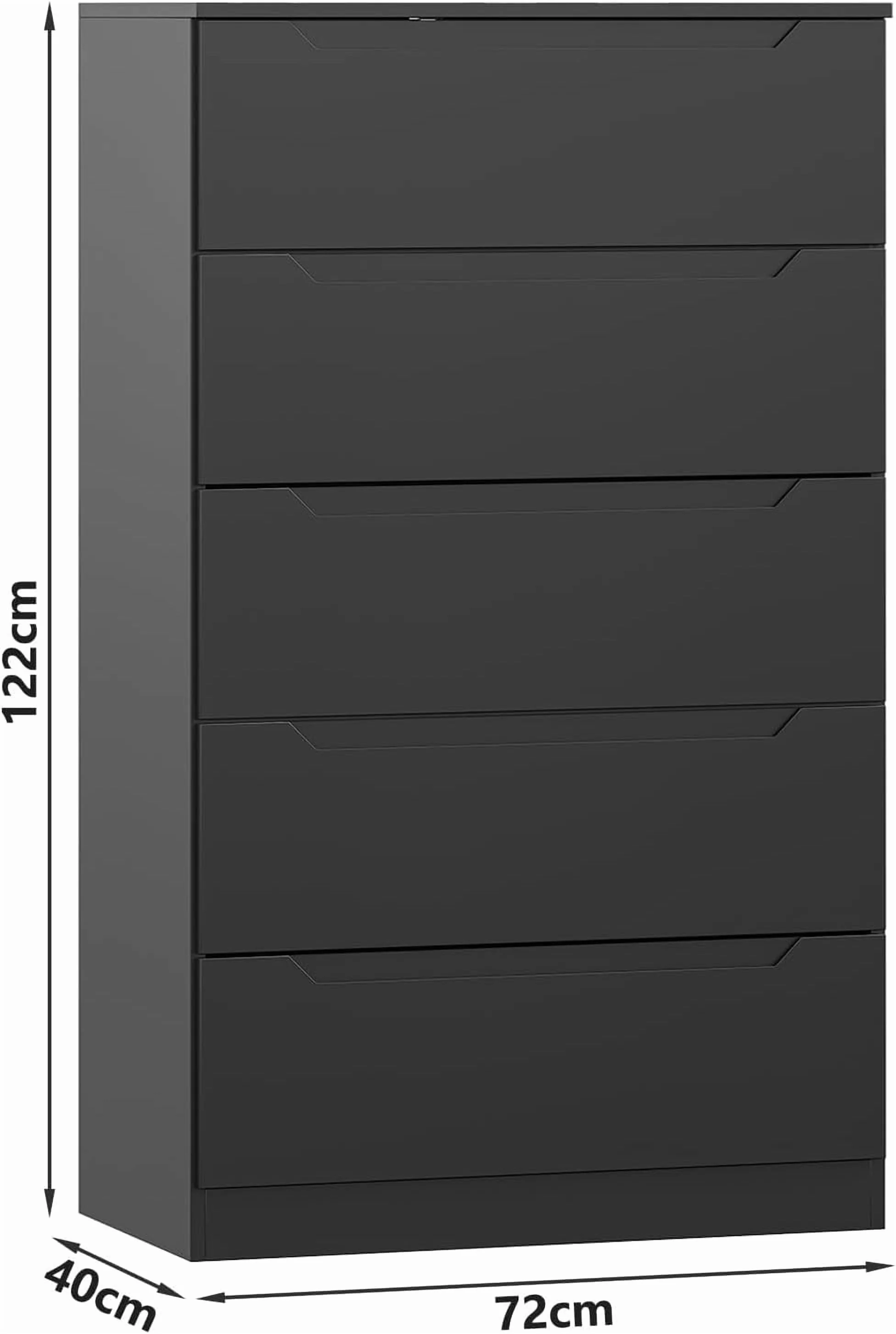 Vertical 5 Drawer Dresser, Wood Storage Cabinet with Upgraded Stable Base for Bedroom Living Room, Black(Black) - Image 7