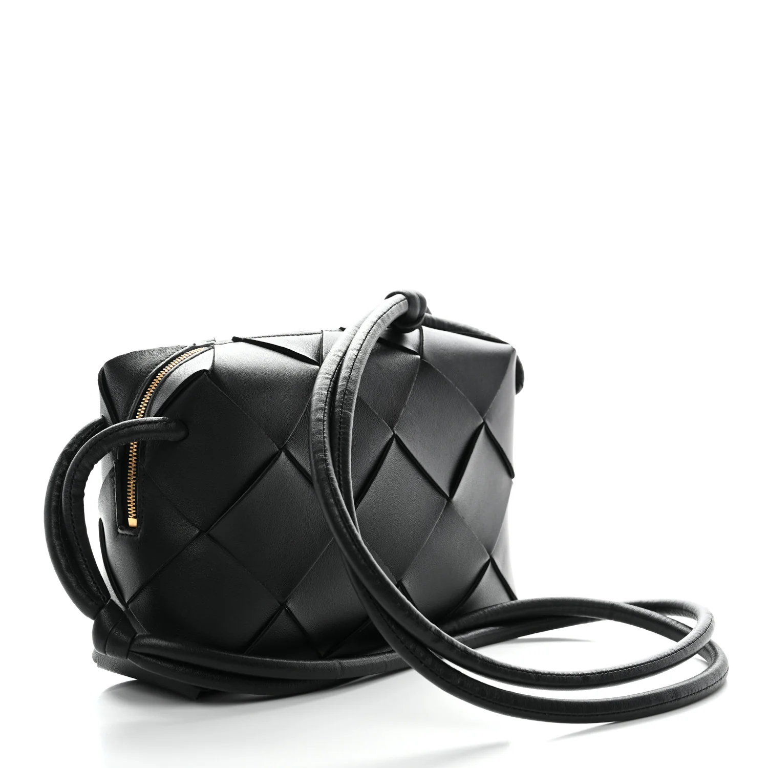 Lambskin Maxi Intrecciato Small Cassette Camera Bag Black
