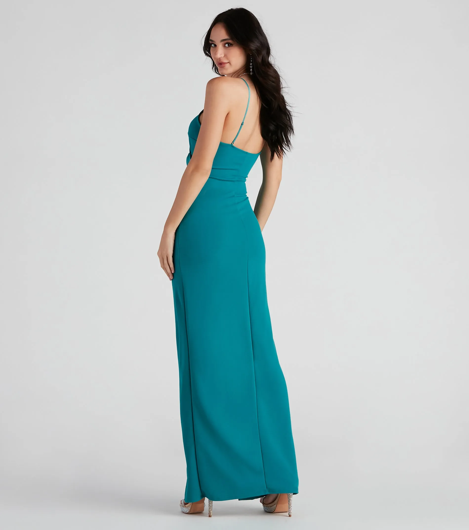 Beaconlady Formal High Slit Wrap Dress