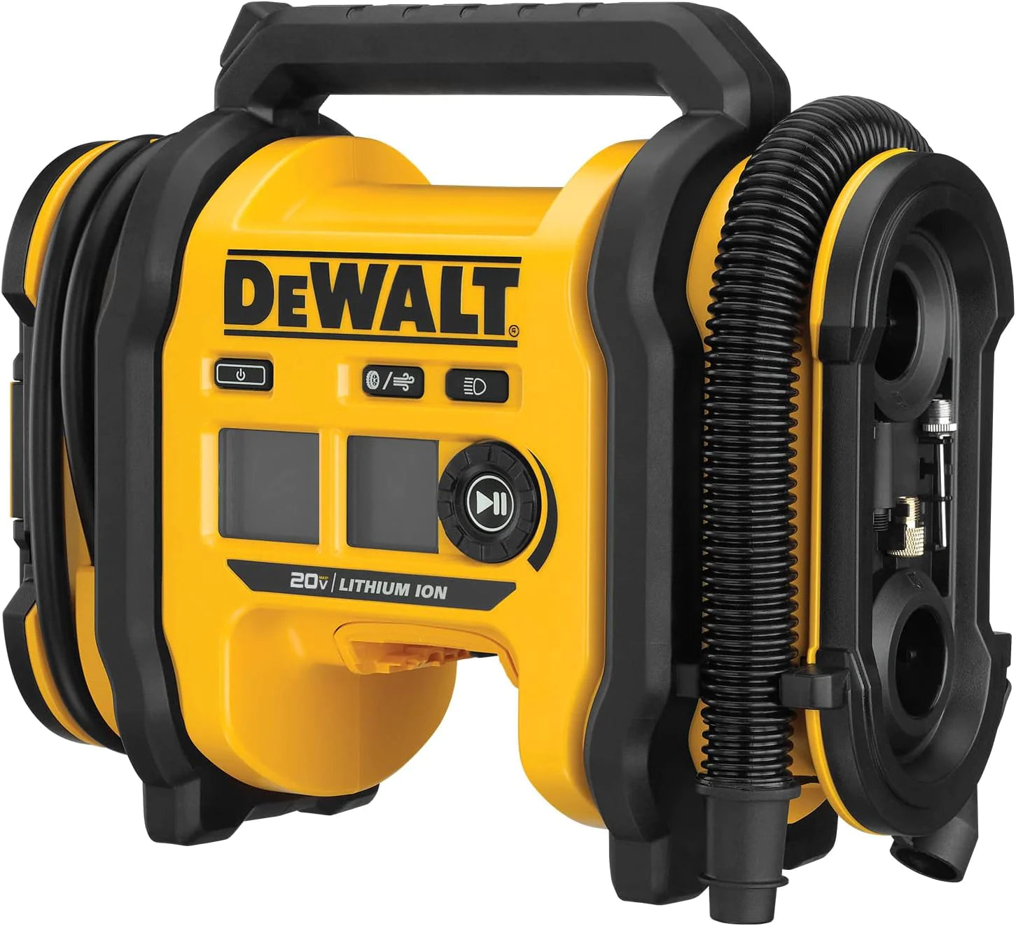 Gonfleur de pneus DEWALT 20V MAX, compact et portable, arrêt automatique, éclairage LED