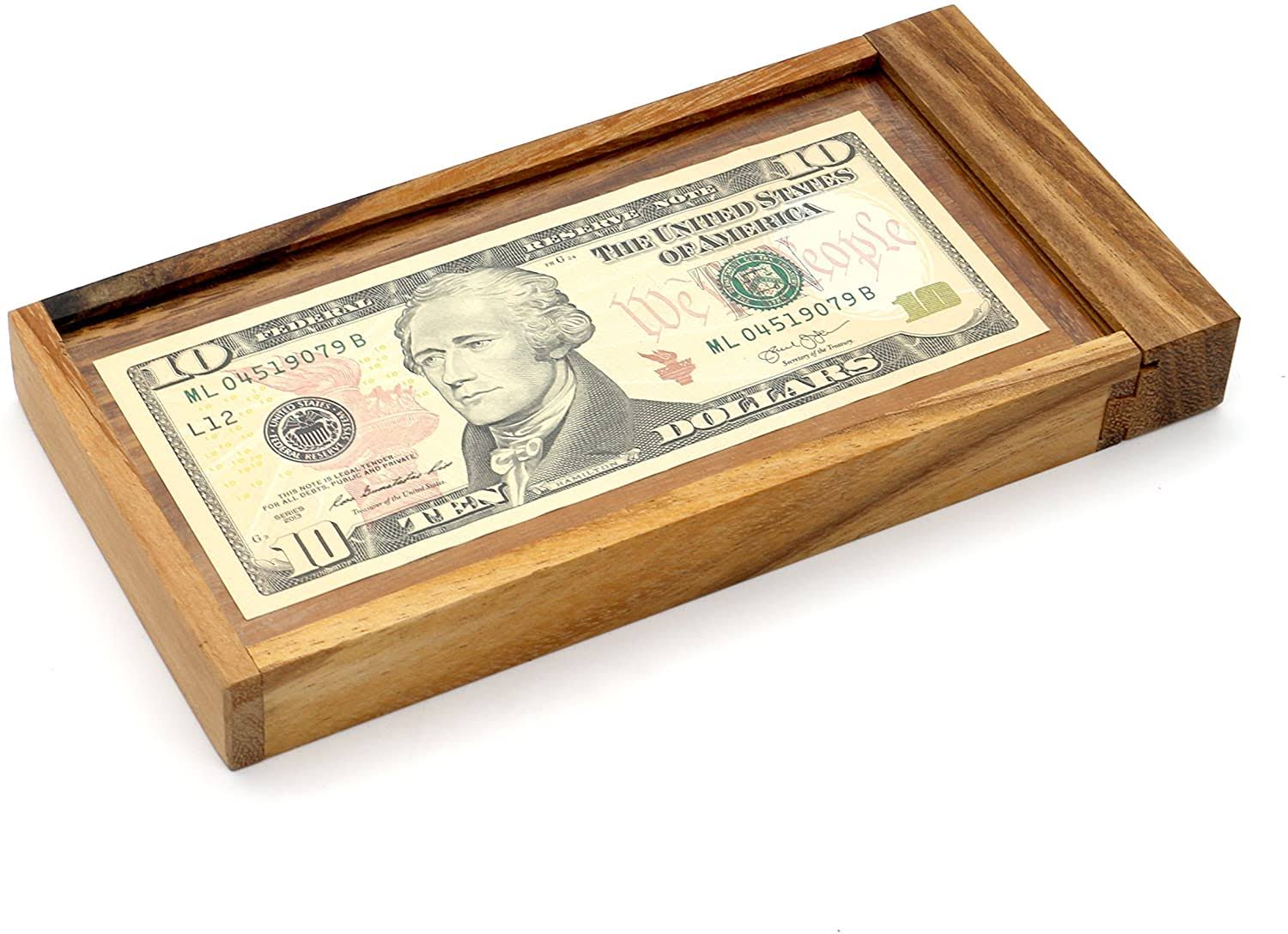 Gift Adult Surprise Money of The ATM Puzzles Wooden Gift Boxes Holder with Hidden Compartment Box to Be Money Puzzle Gift Boxes and Brain Teaser