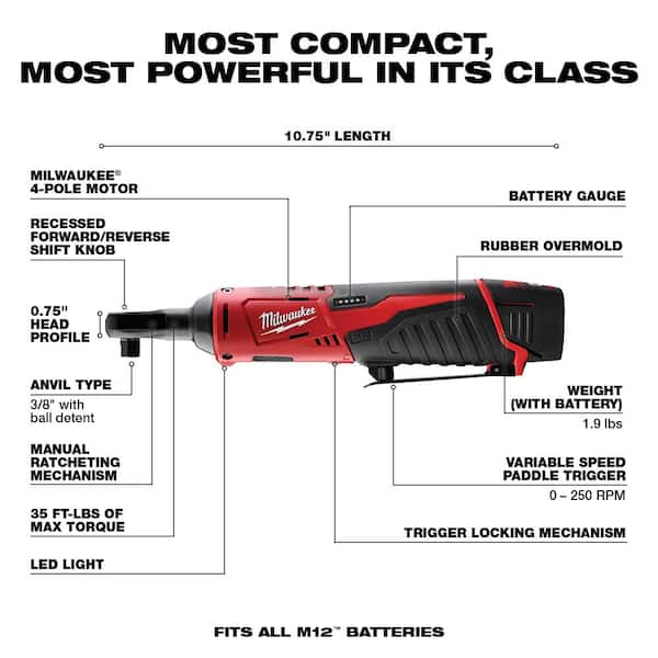 M12 FUEL 12V Lithium-Ion Brushless Cordless 4-in-1 Installation 3/8 in. Drill Driver Kit W/ M12 3/8 in. Ratchet - Image 5