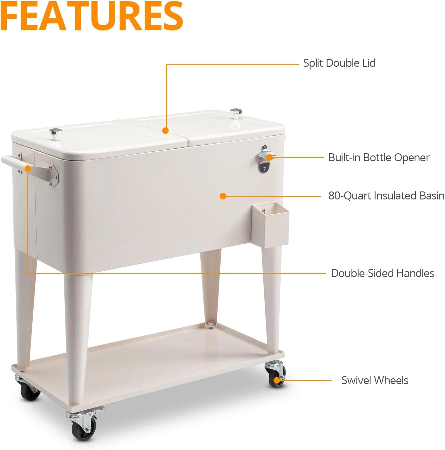 80 Quart Ice Chest Water Cooler with Bottle Opener, Milk White(Milk White) - Image 4