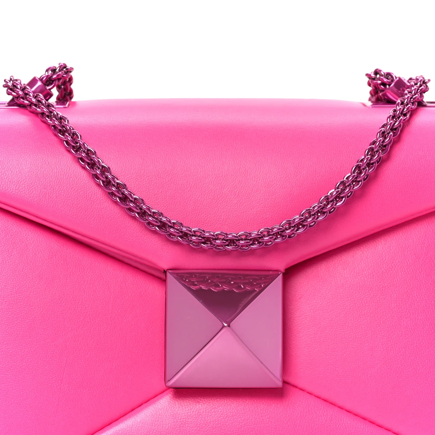 Nappa Monochrome One Stud Chain Clutch Pink PP