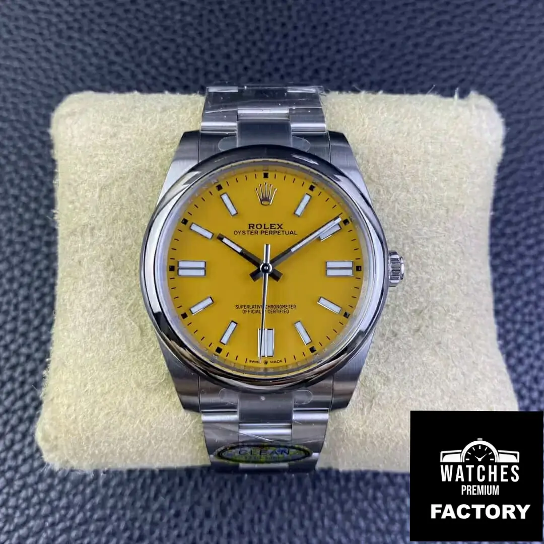 Rolex Oyster Perpetual M124300-0004 41MM Clean Factory Stainless Steel Yellow Dial