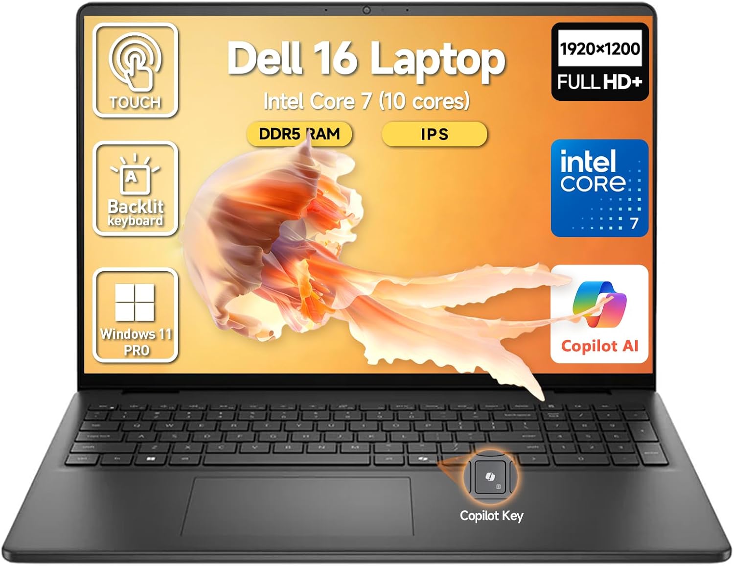 Dell 16 Laptop Touchscreen Computer  16