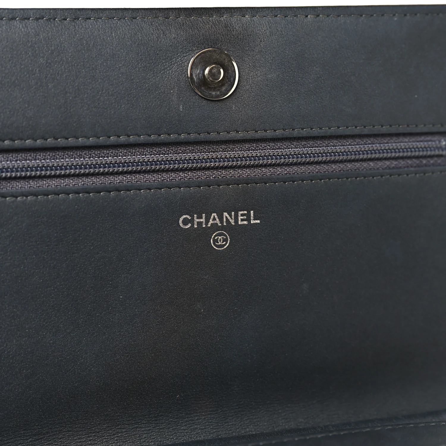 Lambskin Camellia Studded Wallet on Chain WOC Grey