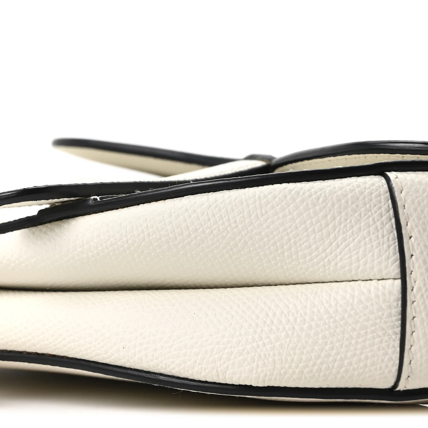 Grained Calfskin Mini Saddle Bag White