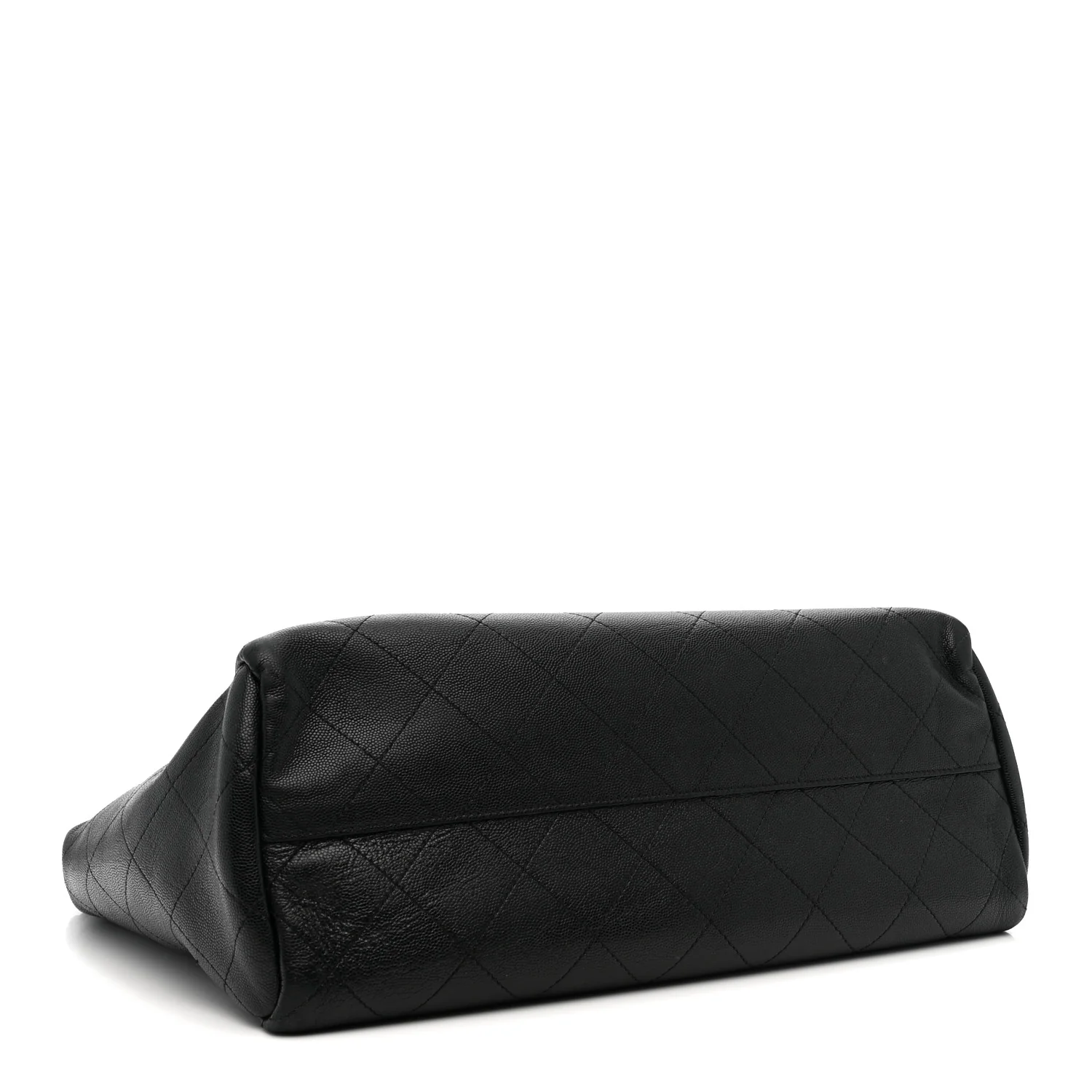 Caviar Stitched Large Lady Coco Shopping Tote Black