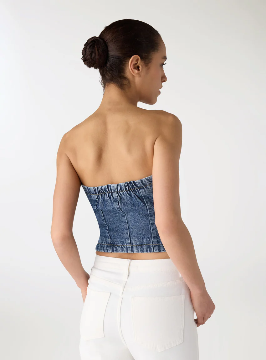 Terranova Top fascia in denim con bottoni