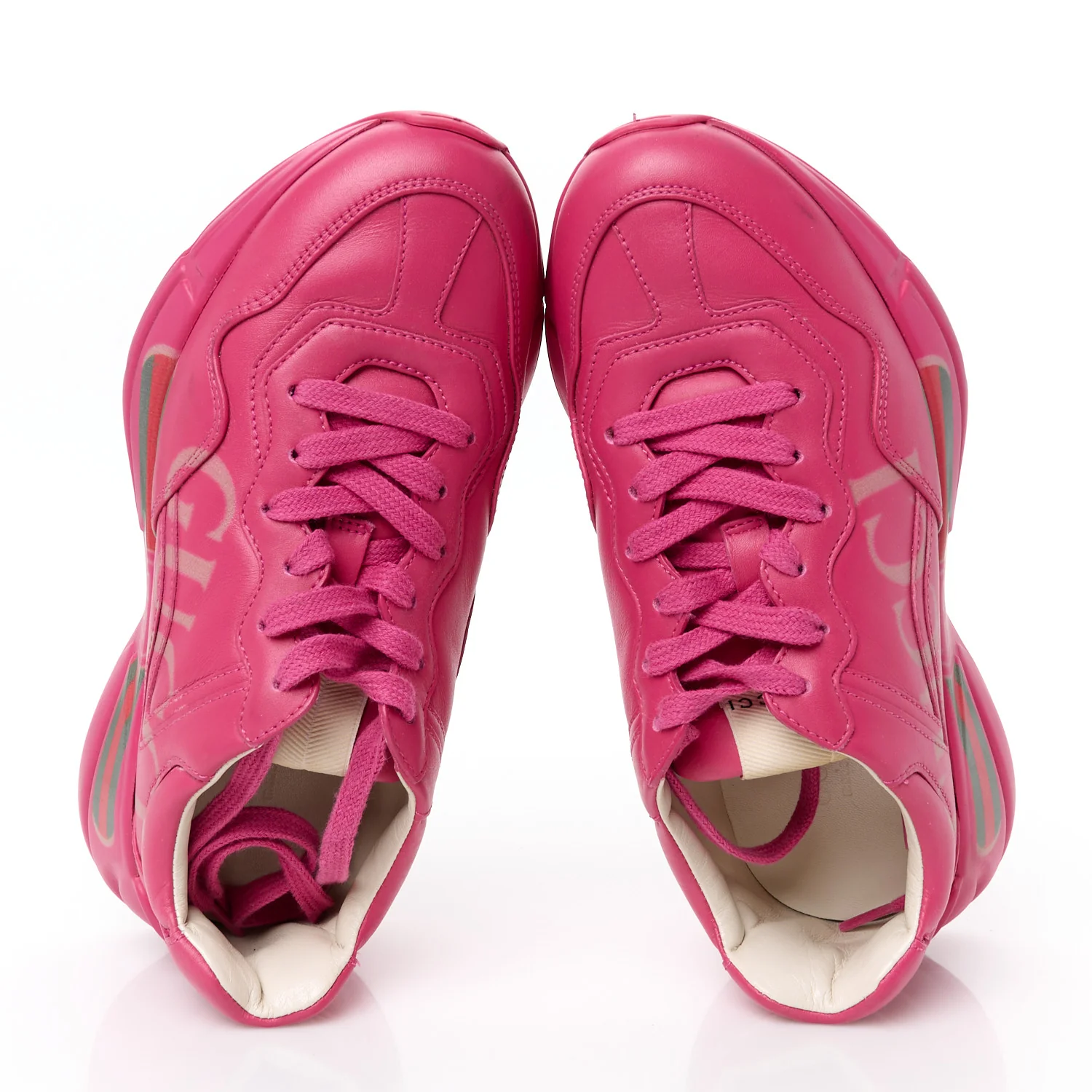 Calfskin Logo Womens Rhyton Sneakers 35 Box Pink
