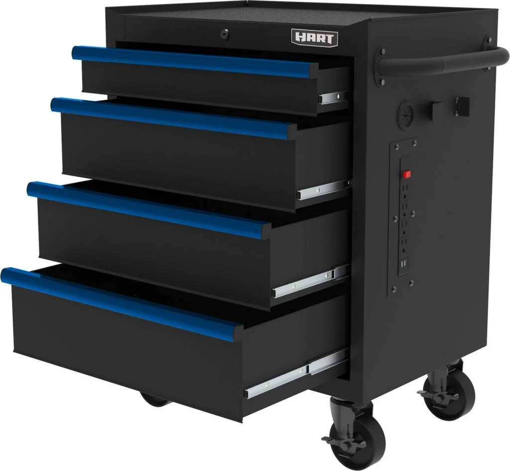 HART 26-Inch 4-Drawer Heavy-Duty Steel Tool Chest, Locking Garage Storage Organizer
