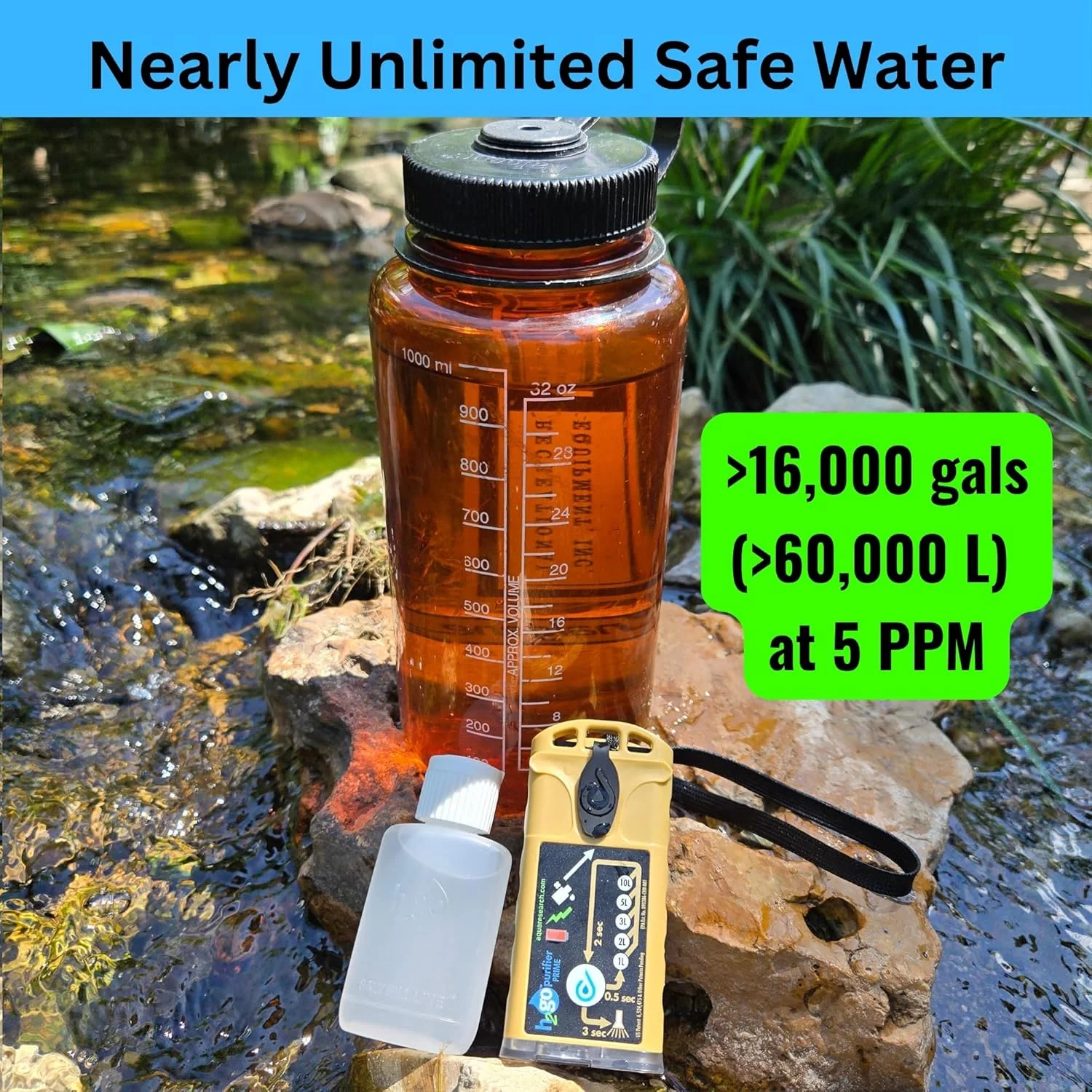 Prime Survival Water Purifier, 5 mg/L, Camping Water Purifier, Tactical Survival Gear, Emergency Water Filtration. Hiking Gear Essential with Virtually Unlimited Purification. - Image 2