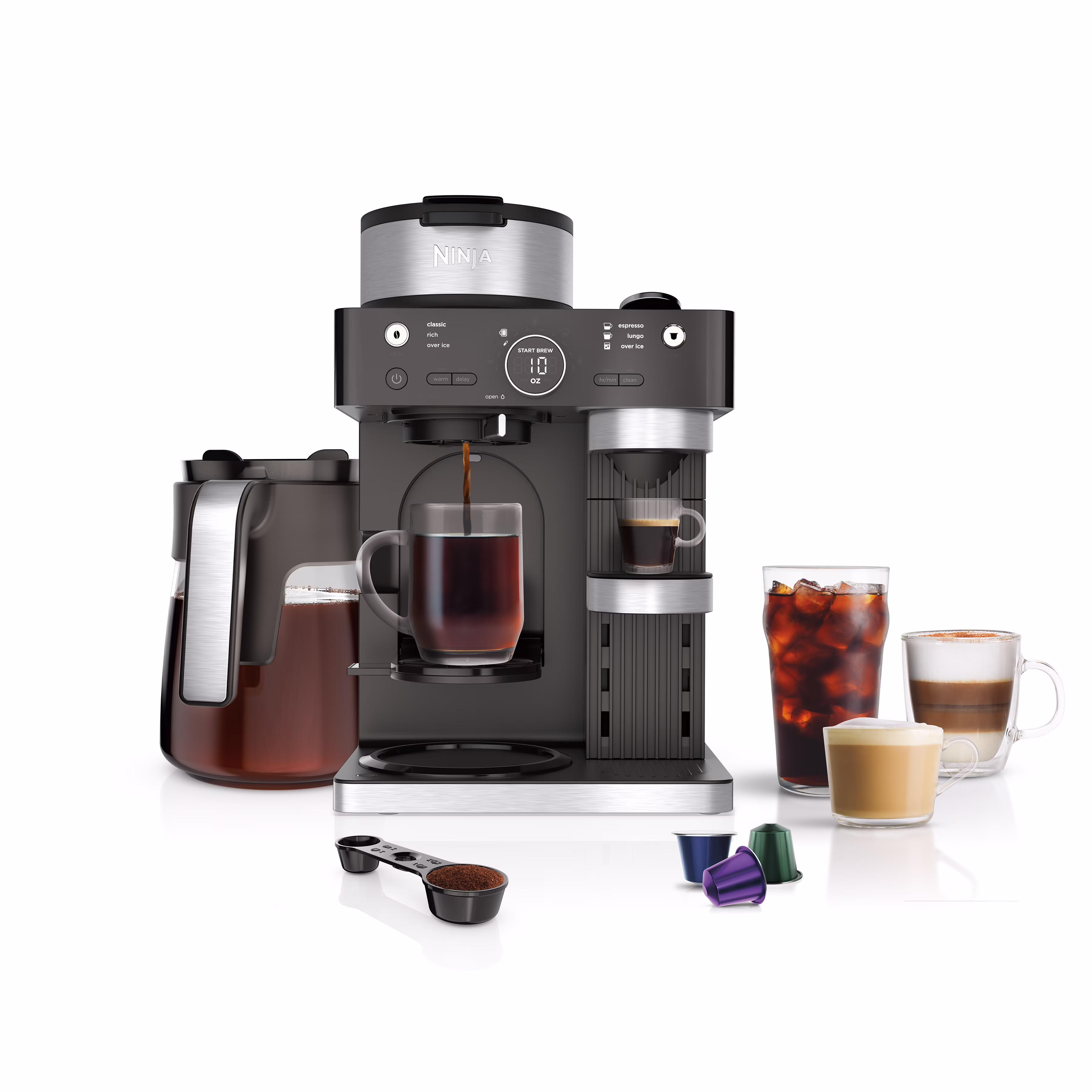 CFN601 Espresso Coffee Barista System, Single-Serve Coffee Nespresso Capsule Compatible(Black)