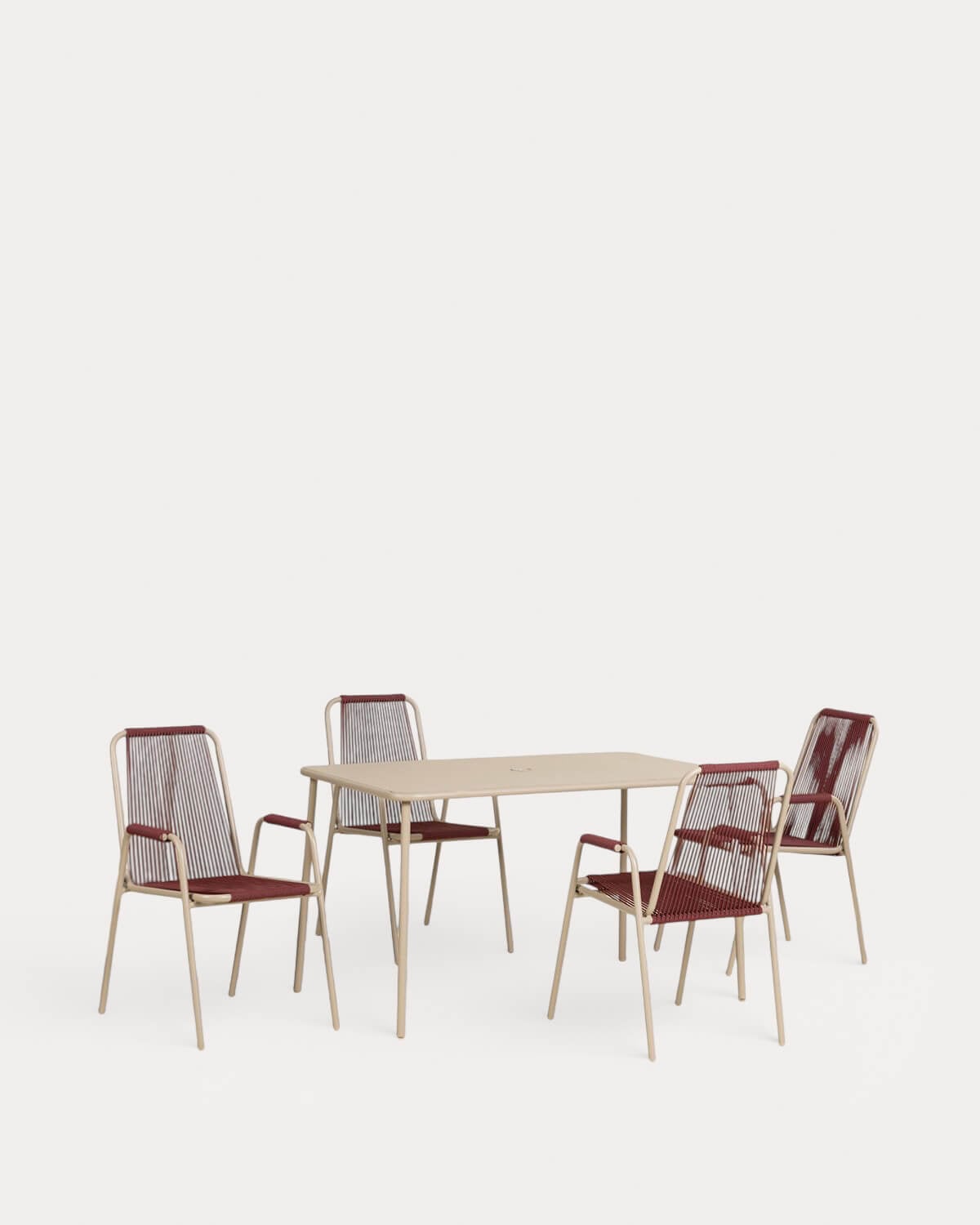 Set Mijail - Mayailer - Set de Mesa Rectangular (130x80 cm) Mijail y 4 Sillas con Resposabrazos de Metal Mayailer de Exterior