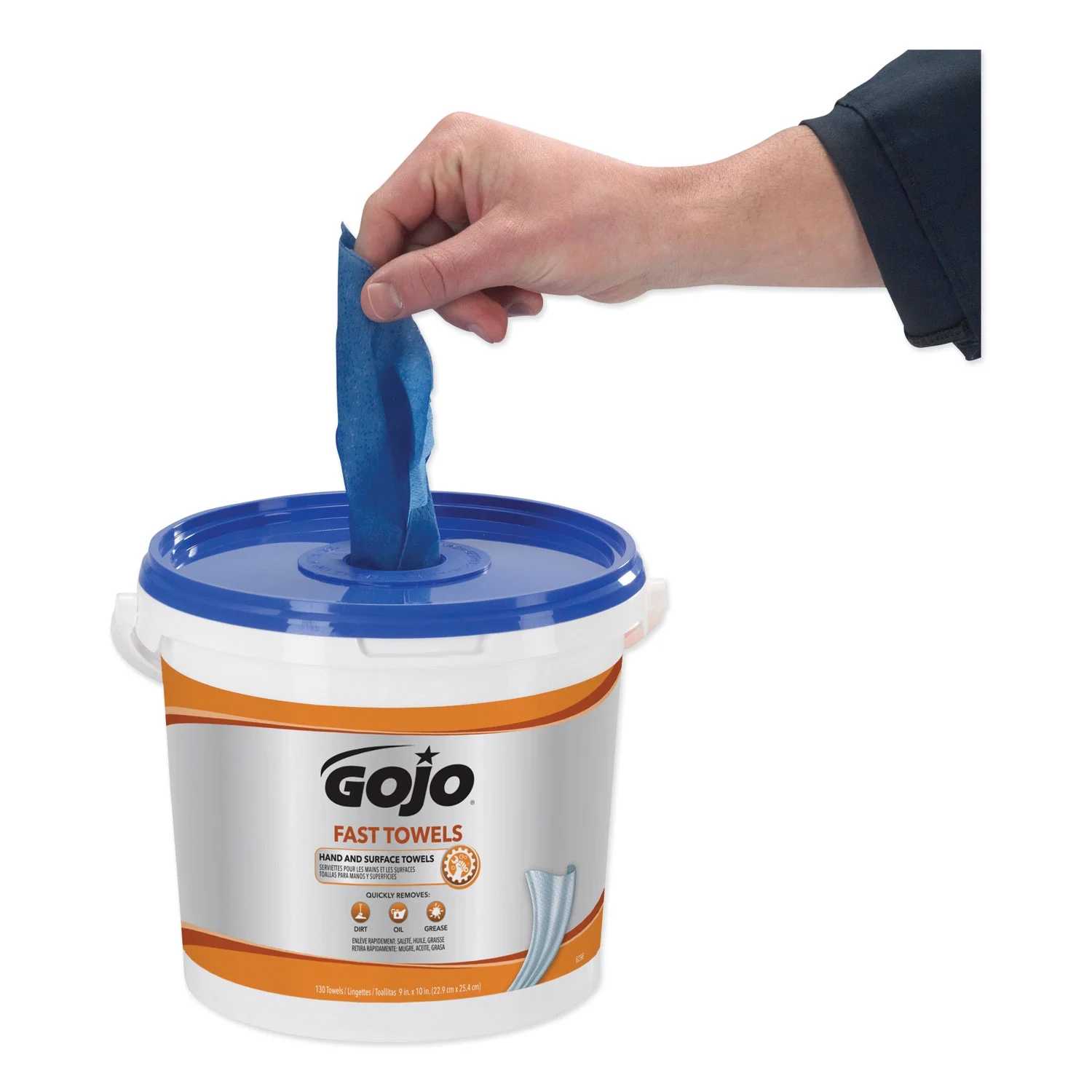 FAST TOWELS Hand Cleaning Towels, 7 3/4 x 11, 130/Bucket, 4 Buckets/Carton - GOJ6298