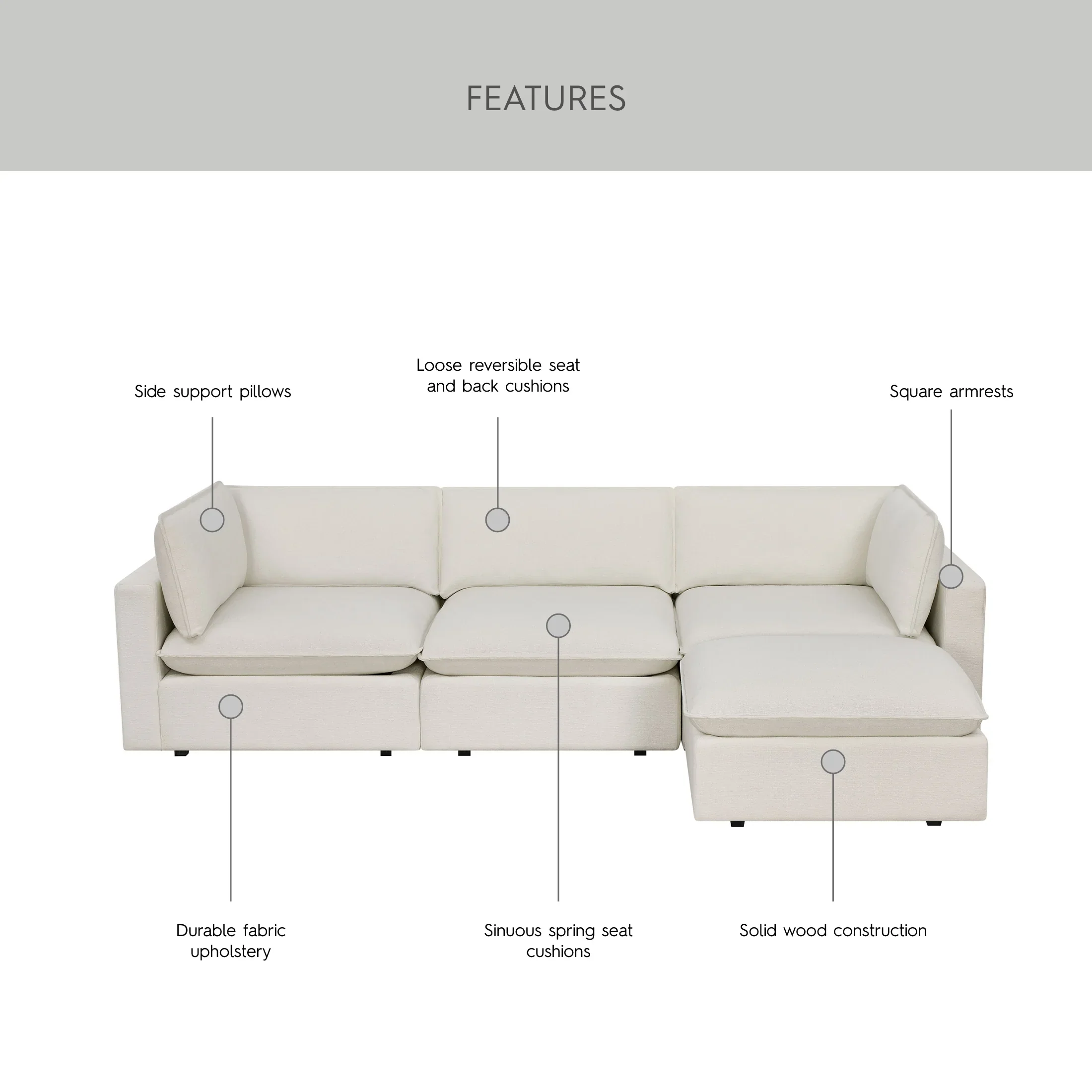 Better Homes & Gardens Weston 107.5 Cloud Modular Sectional Sofa, Heathered Blue
