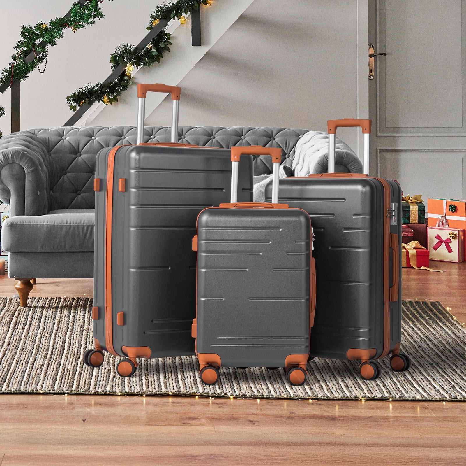 Zimtown Luggage 3 Piece Set Suitcase ABS Hardside Lightweight with TSA Lock Spinner Wheels, Beige