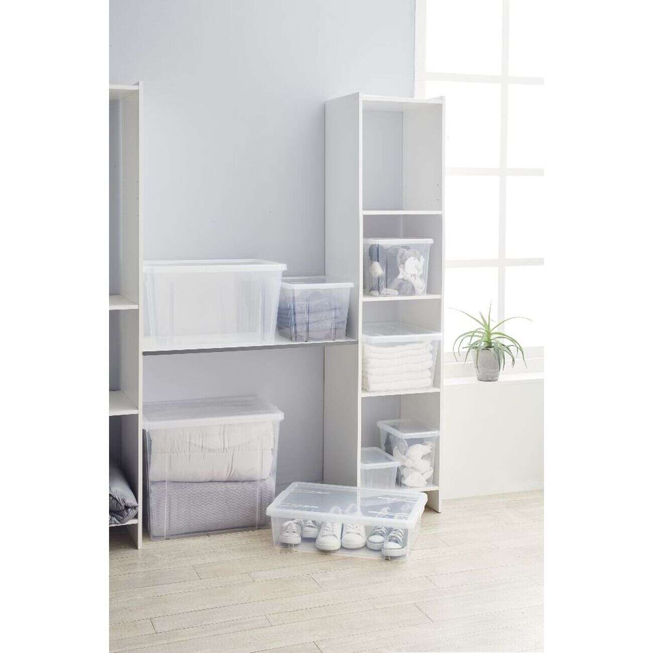 Boîte de rangement transparente avec couvercle 54L