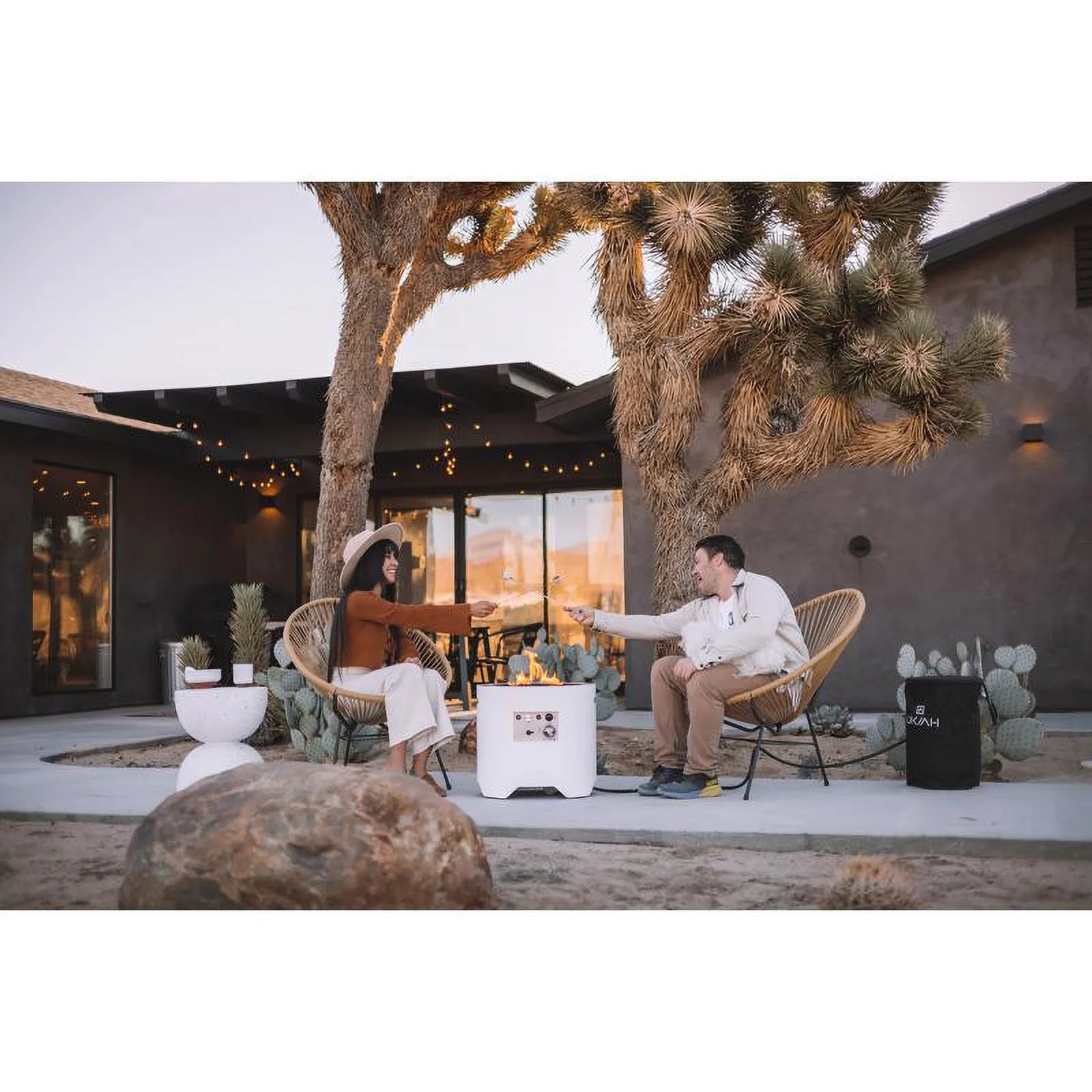 Ukiah Voyager 20 In. W Stainless Steel Round Electric Fire Pit with Sound System