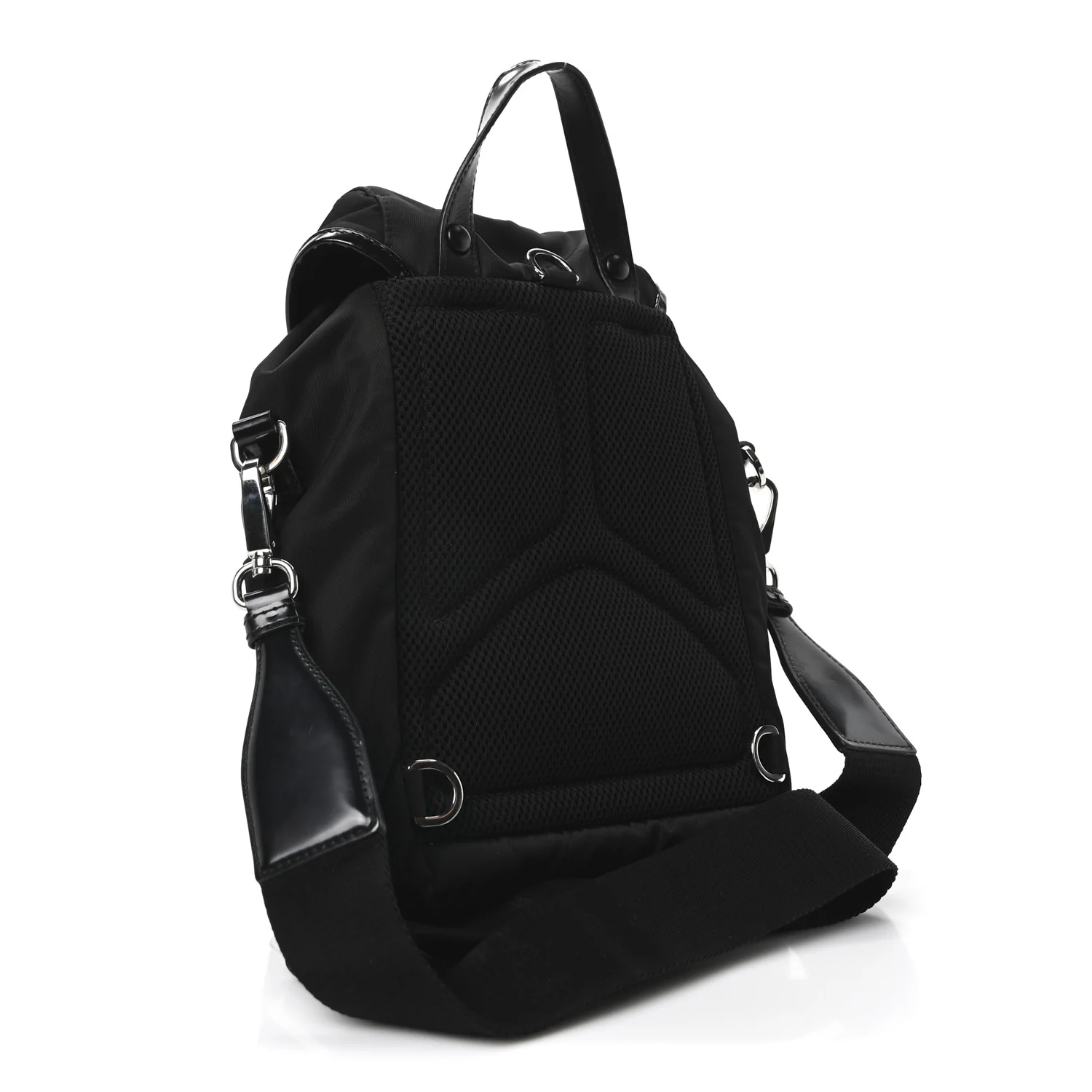 Nylon Brushed Calfskin Mini Sling Backpack  Black