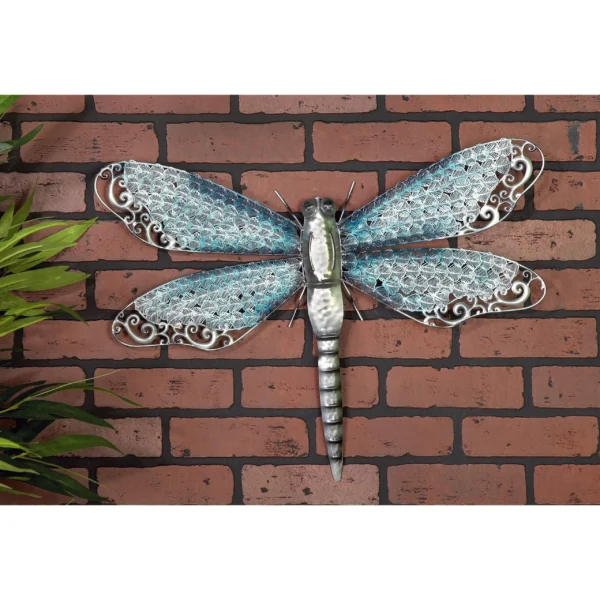 Eclectic Metal Turquoise Indoor/Outdoor Dragonfly Wall Décor.