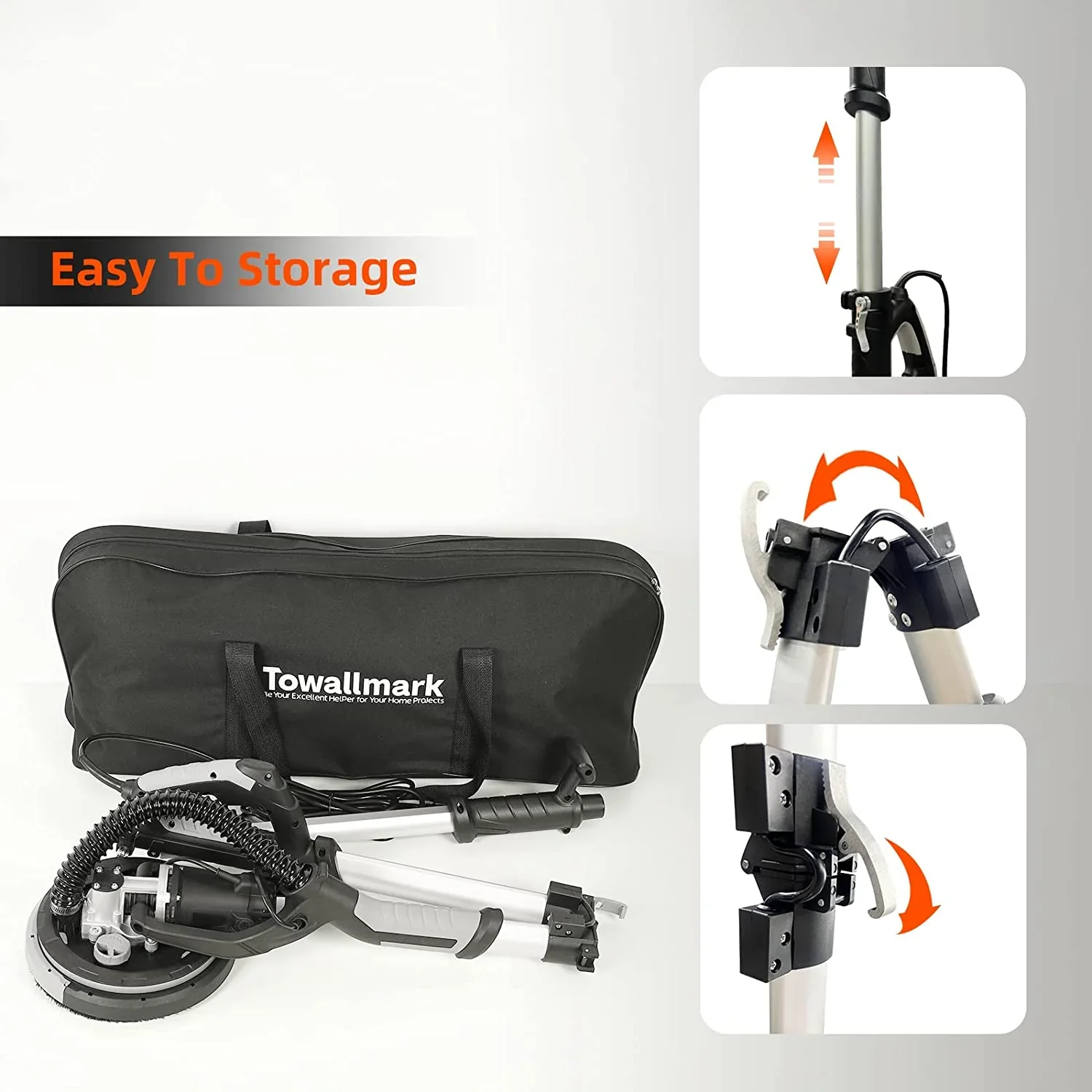 Yesurprise Drywall Sander750W Electric Drywall Sander 7 Variable Speed 900-1800 RPM Sander with LED Light Sanding discs Handle