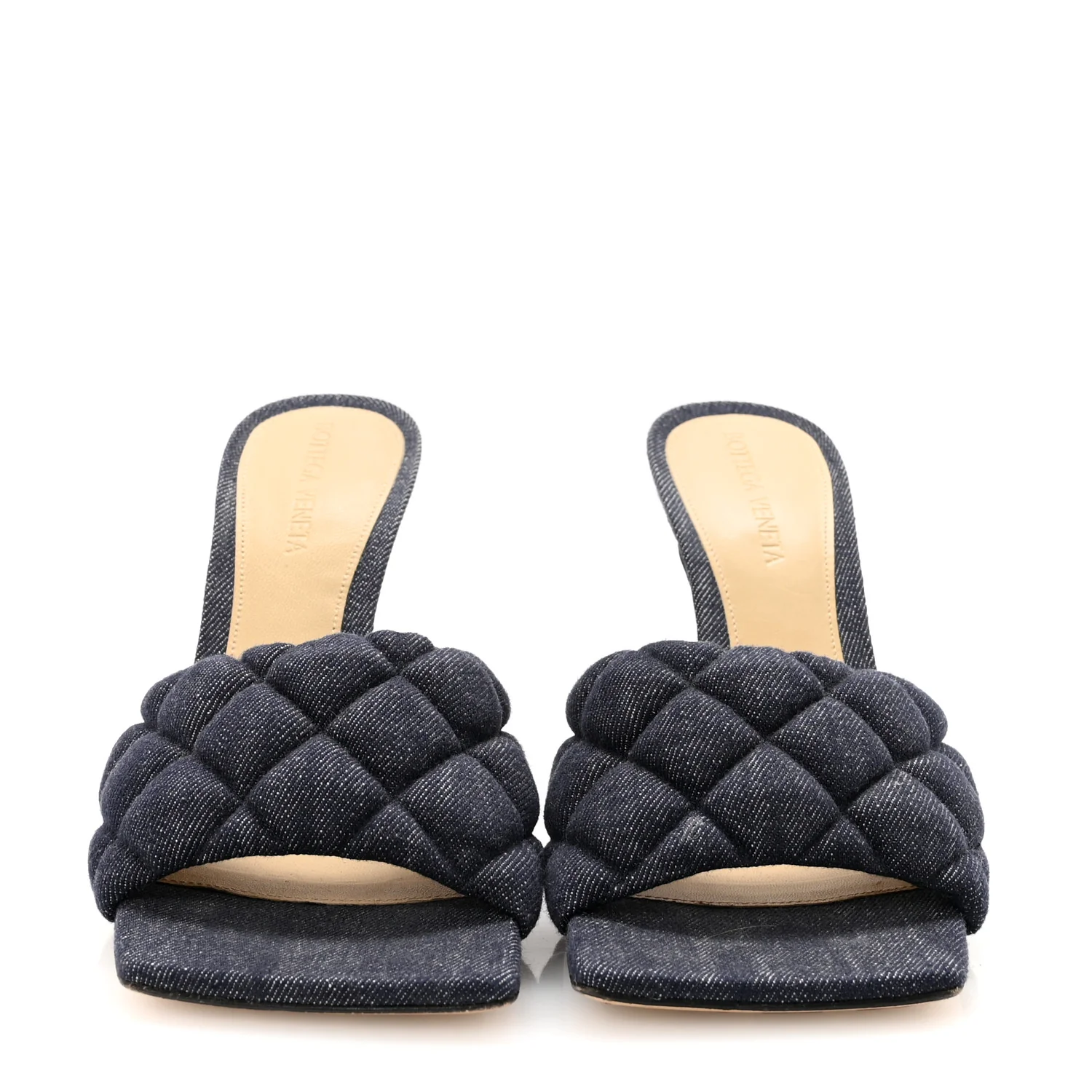Denim Matelasse Padded Mule Sandals 37.5 Indigo
