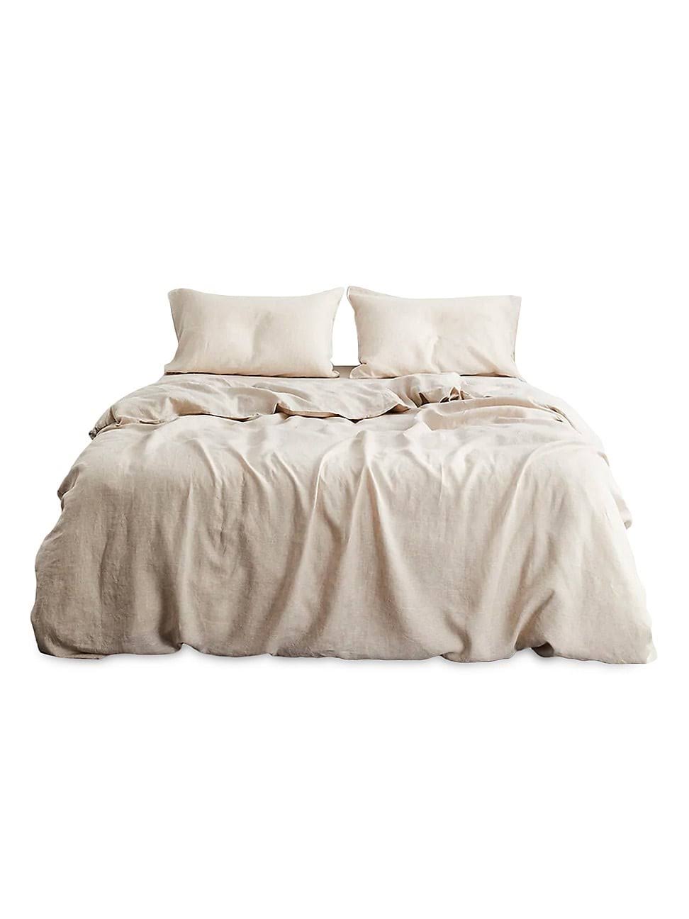 Bed Threads 100% French Flax Linen Bedding Set - Oatmeal - Size Queen