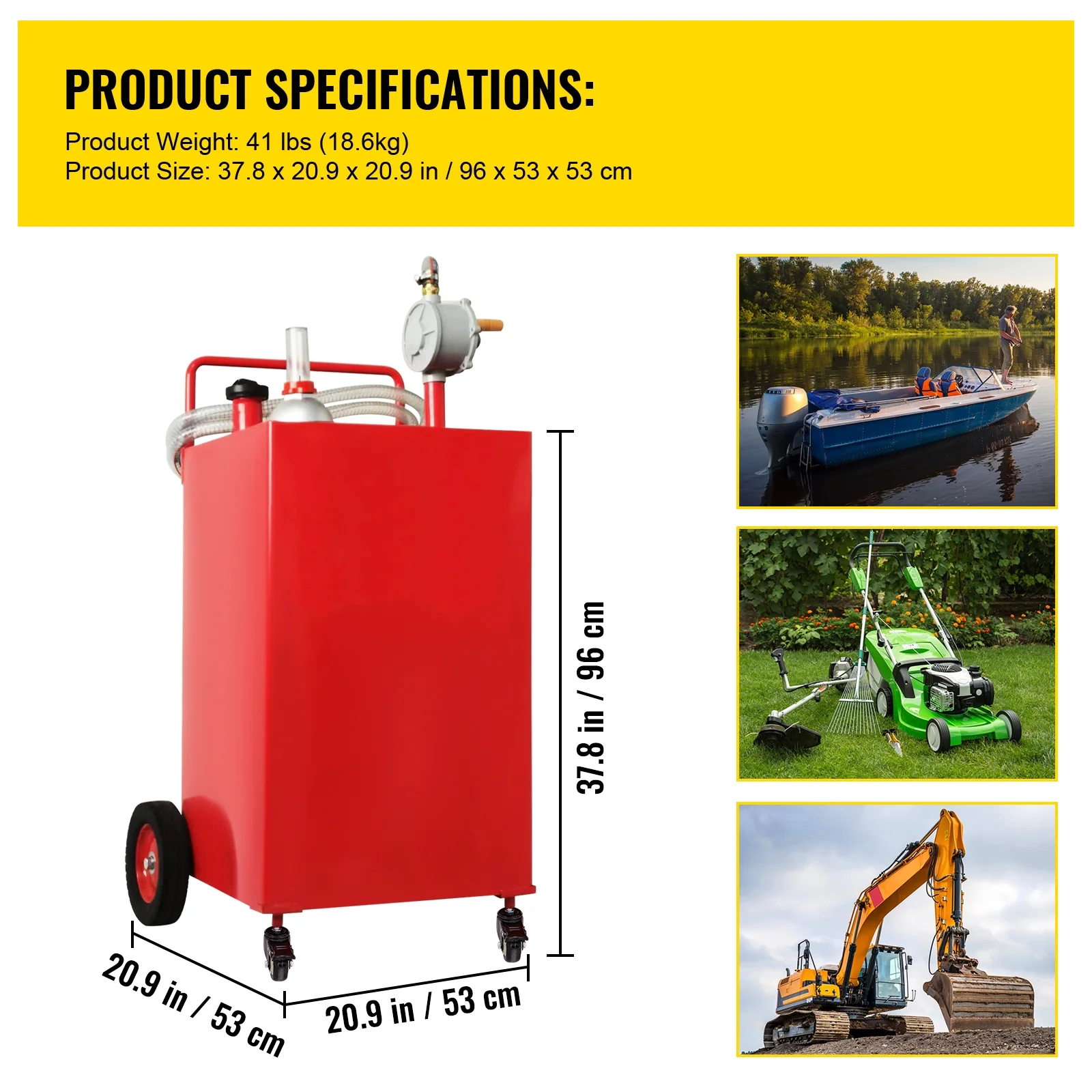 30 Gallon Gasoline Diesel Fuel Container Manuel Transfer Pump Red - Image 7