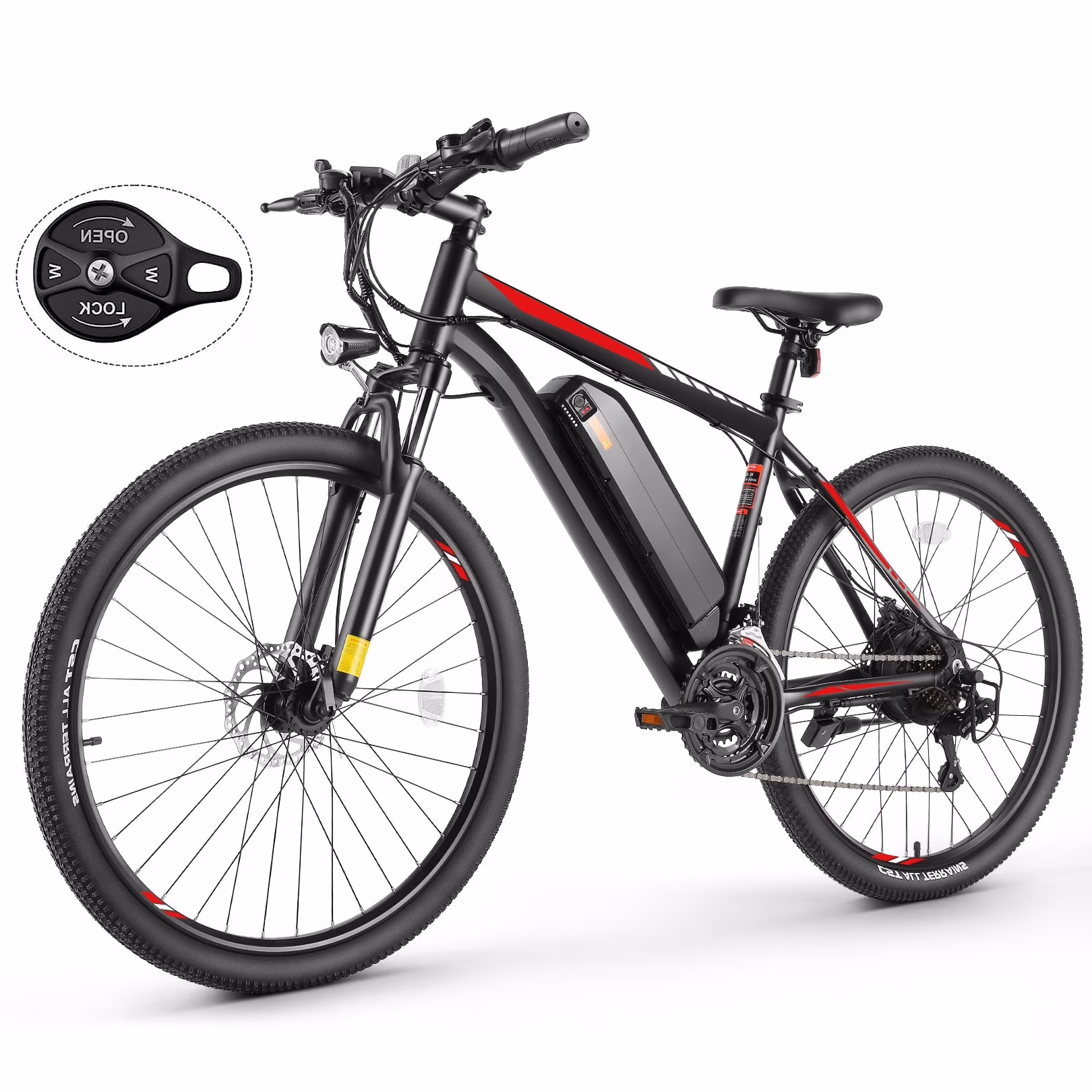 26" Electric Bike for Adults 350W Electric Mountain Bike with 36V 10.4Ah Removable Battery, LCD, Lockable Suspension Fork, 5 Riding Modes, 21 Speed Commuter Ebike, UL2849(Red)