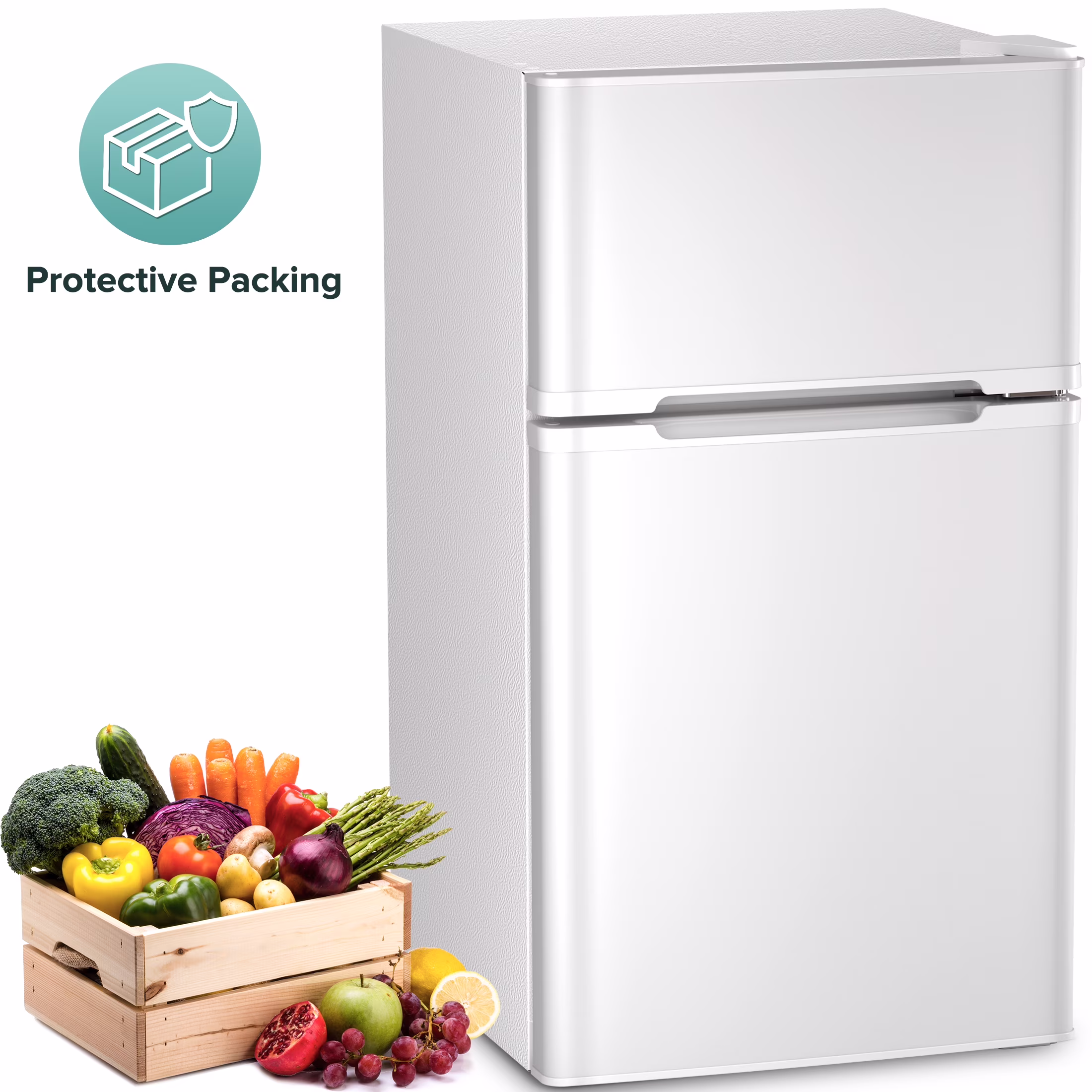 3.2 Cu.Ft Two-Door Compact Refrigerator, Stainless Steel Door, Black(Black) - Image 3