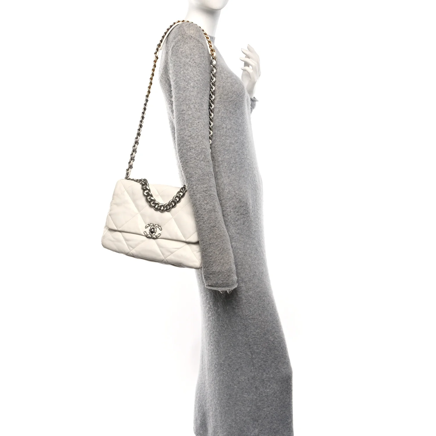 Lambskin Quilted Small Loulou Puffer Monogram Chain Satchel Dark Beige