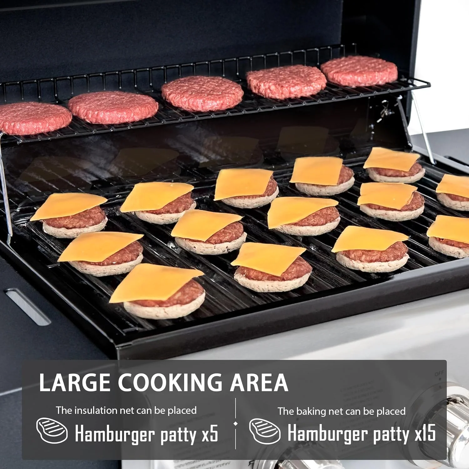 Barbecue à gaz propane à 3 brûleurs, en acier inoxydable, 30 000 BTU, pour terrasse ou jardin, avec deux étagères pliables.
