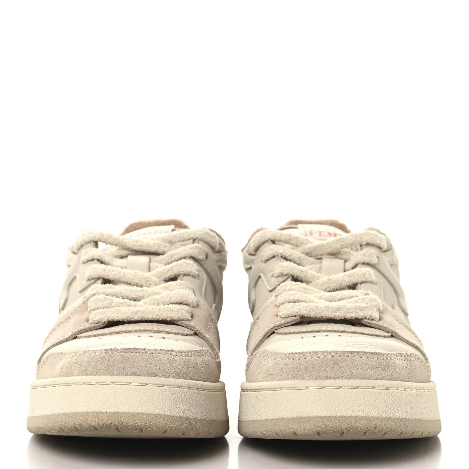 Suede Vitello Fendi Match Low Top Sneakers 37.5 Nudo White Garza Rosa