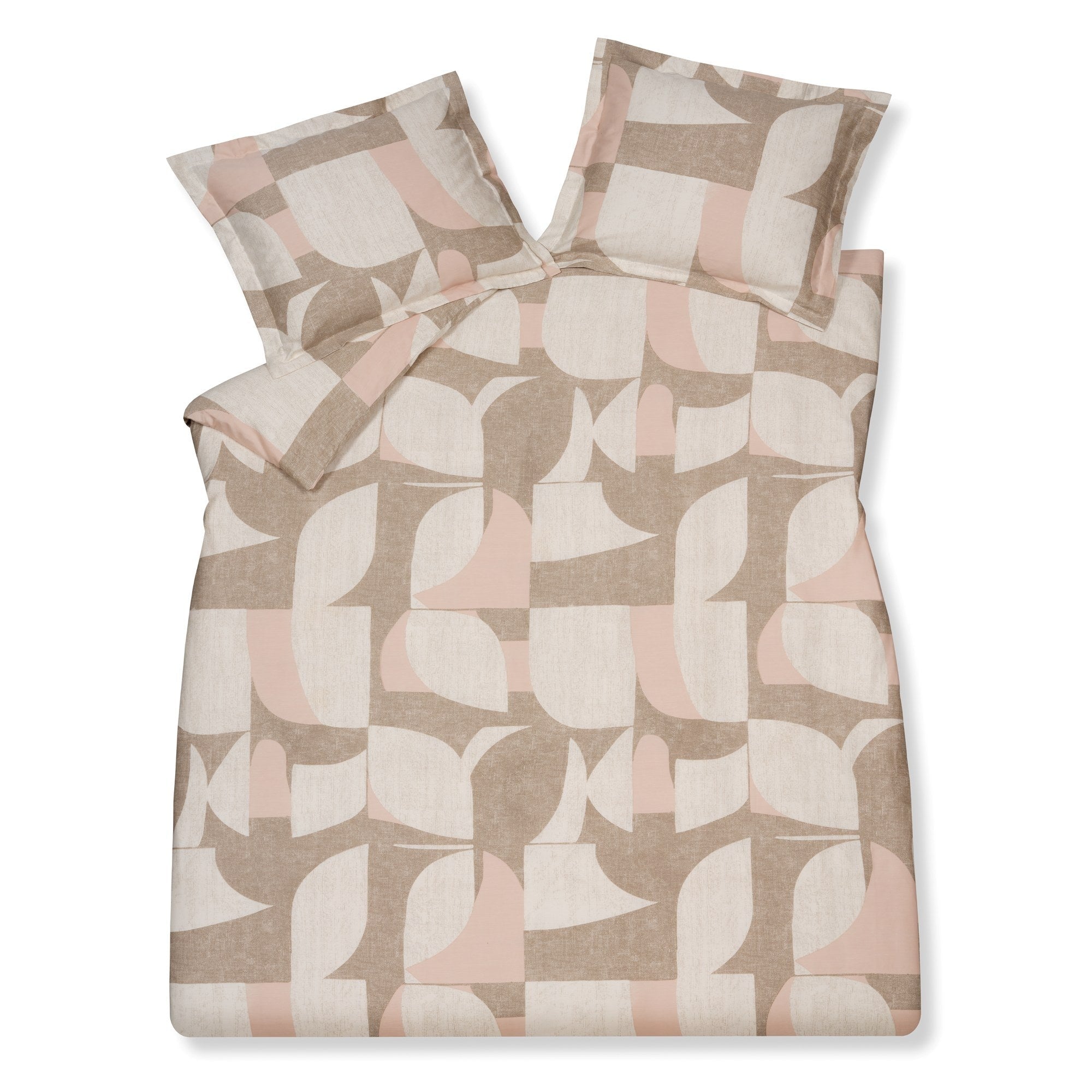 Echos Dekbedovertrek   240 x 200 220 cm   Beige   Roze   Satijnkatoen