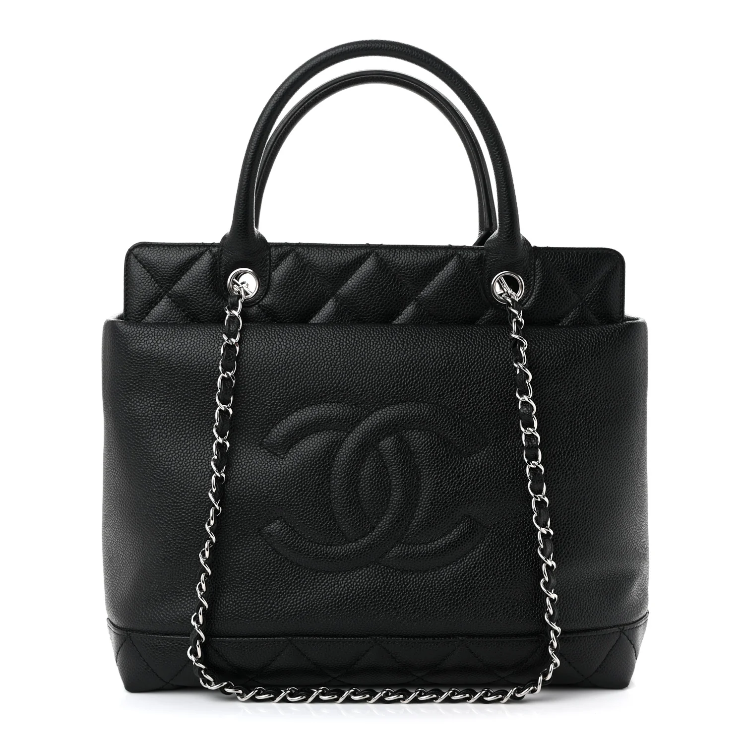 Soft Caviar CC Medium Top Handle Tote Black