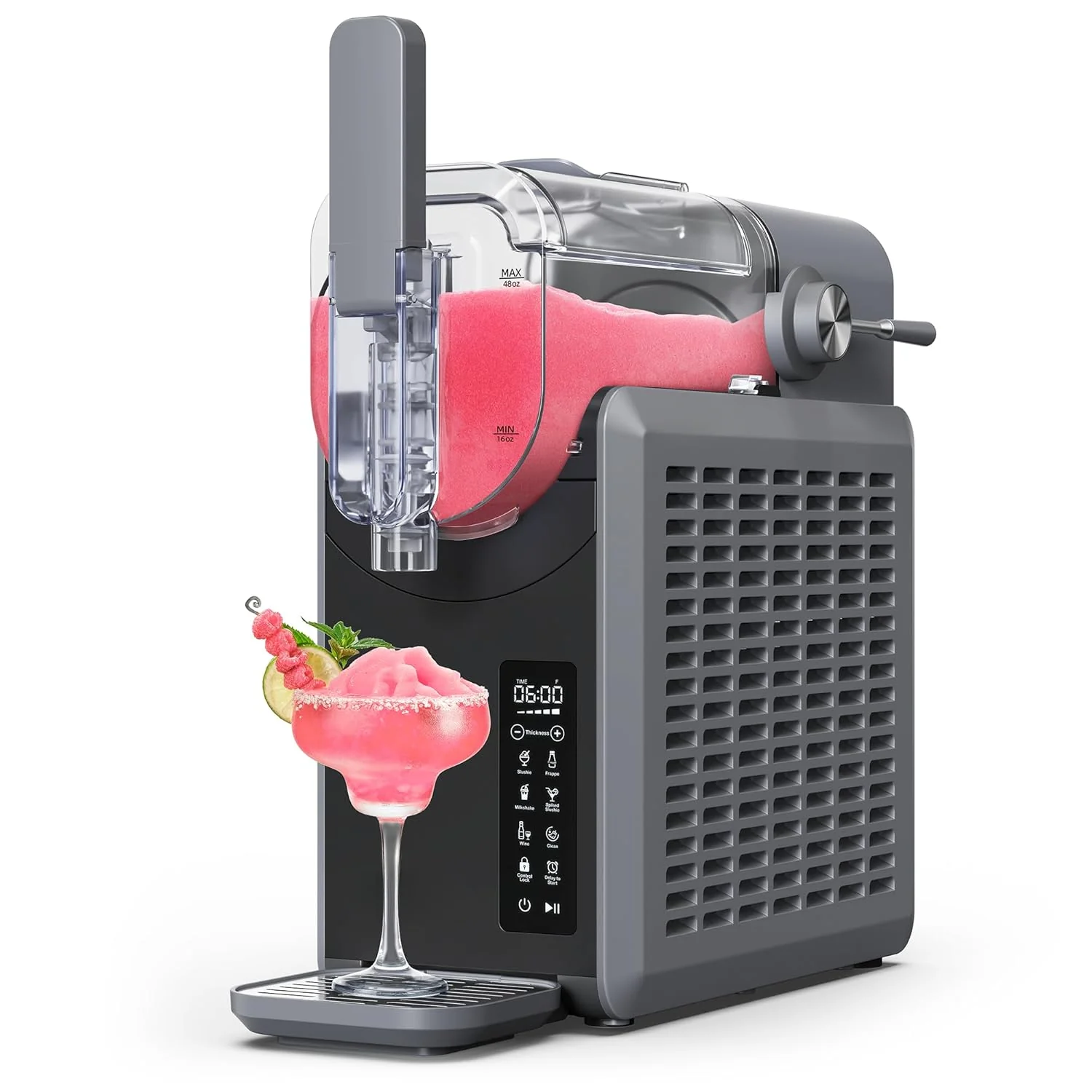 Machine à granita - Appareil à boissons glacées professionnel sans glace - Machine à granita de 2 litres pour la maison avec écran LED - Réservation en une touche et 6 programmes prédéfinis pour margaritas glacées, frappés et crèmes glacées