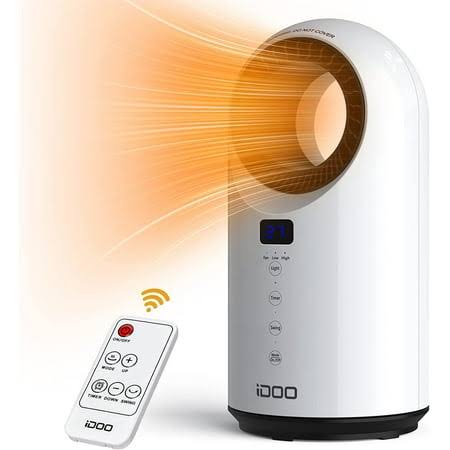 iDOO Electric Ceramic Space Heaters for Office Desk Indoor Large Room 300 Sq.Ft, White, Size: 7 x 14
